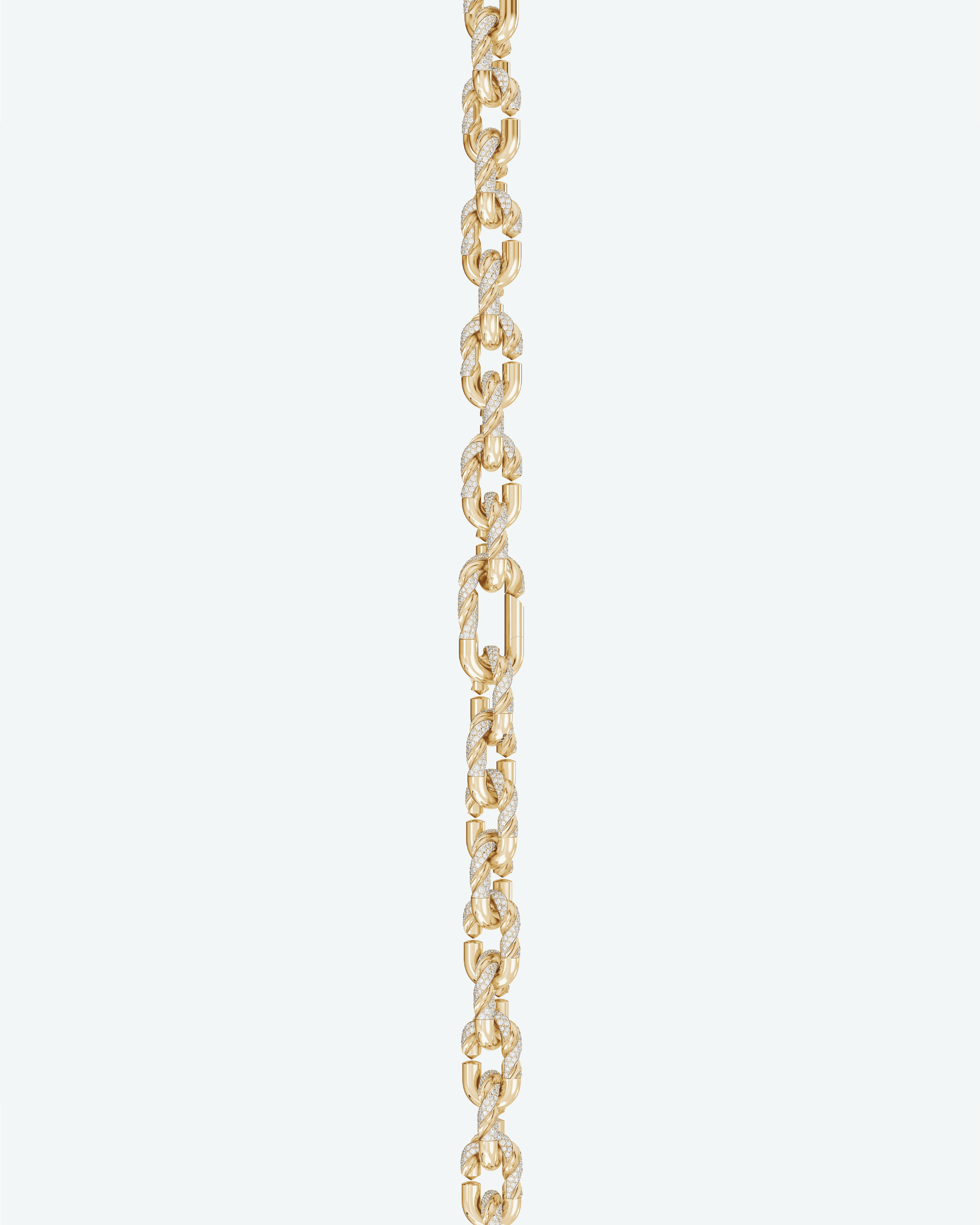 Machina Link Necklace 3mm in Yellow Gold with Diamonds