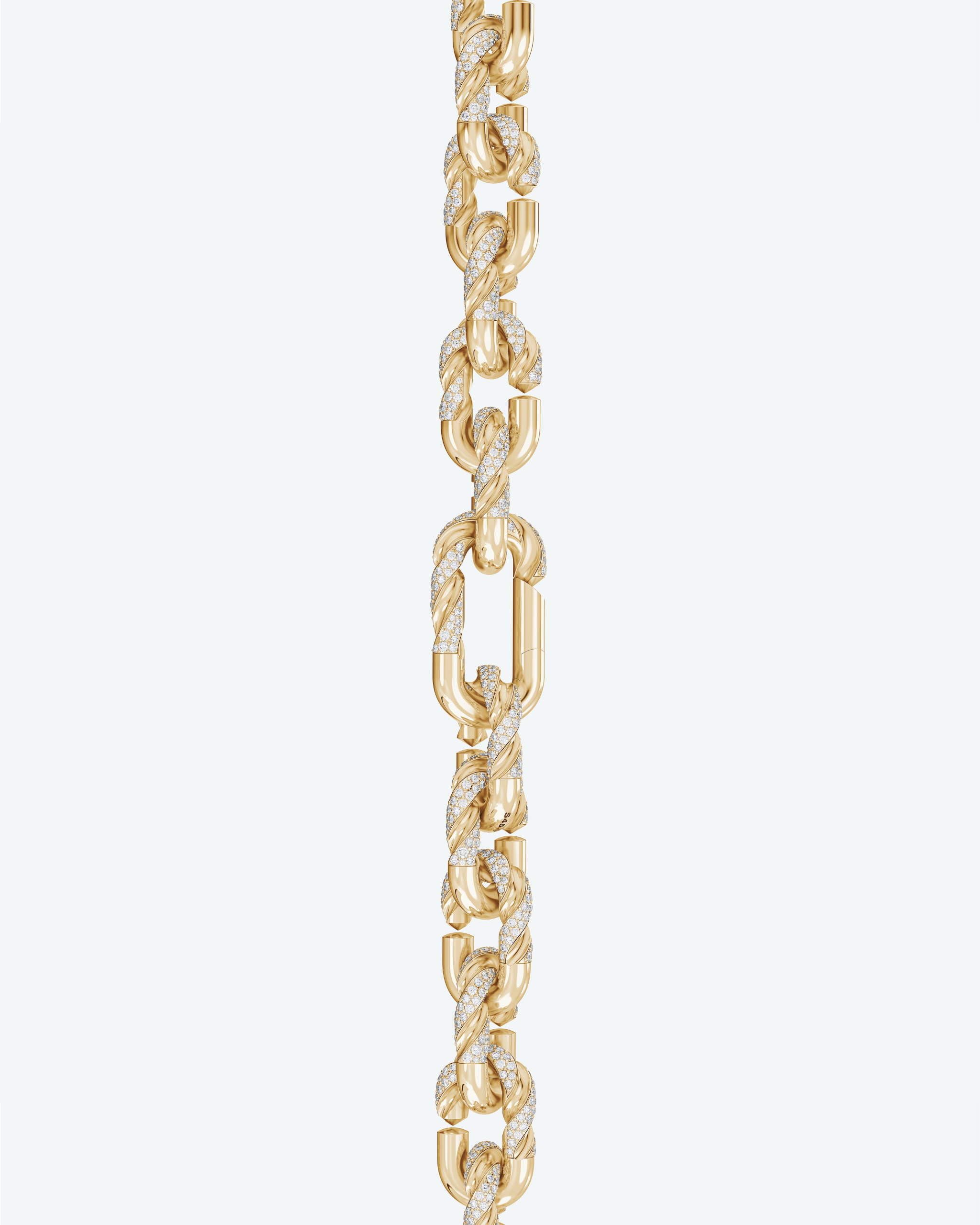 Machina Link Necklace 5mm in Yellow Gold with Diamonds