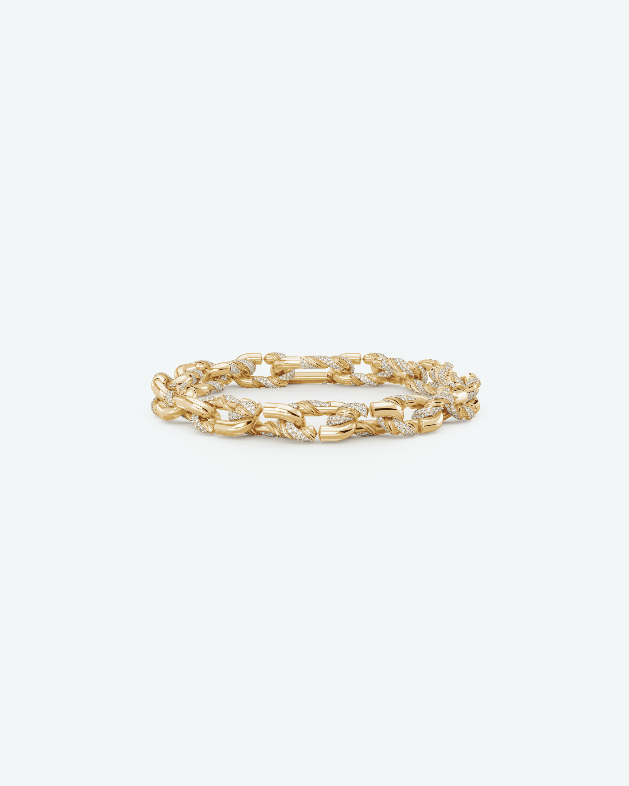 Machina Link Bracelet 3mm in Yellow Gold with Diamonds