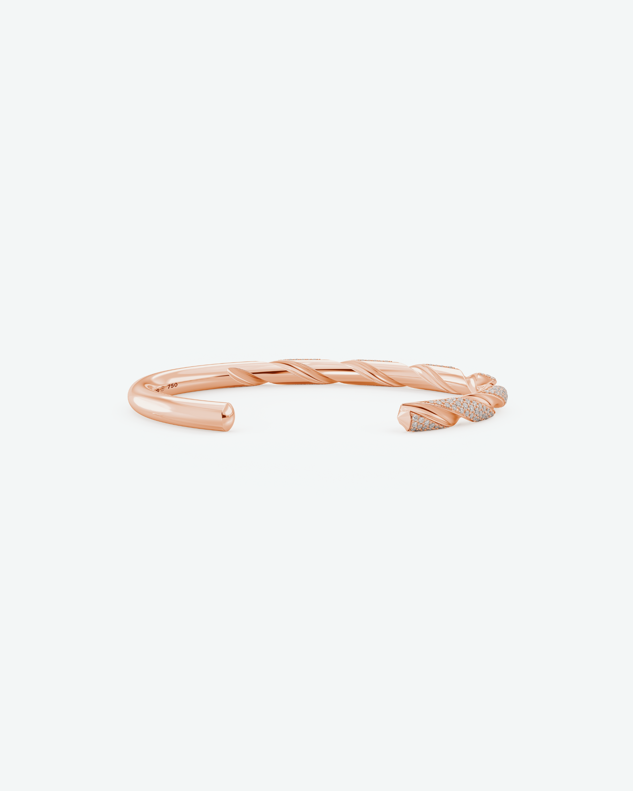 Machina Cuff Bracelet 5mm in Rose Gold with Diamonds