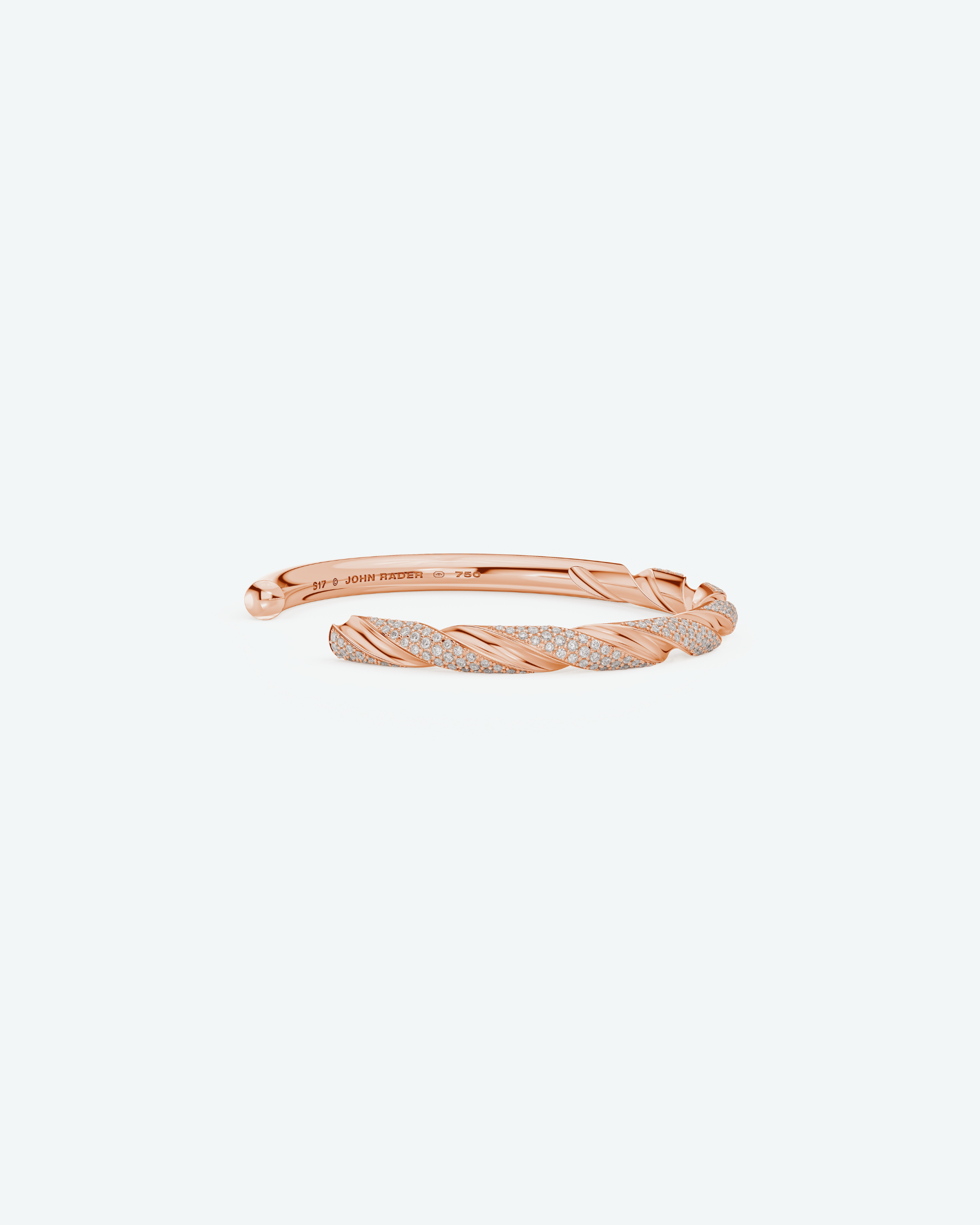 Machina Cuff Bracelet 5mm in Rose Gold with Diamonds