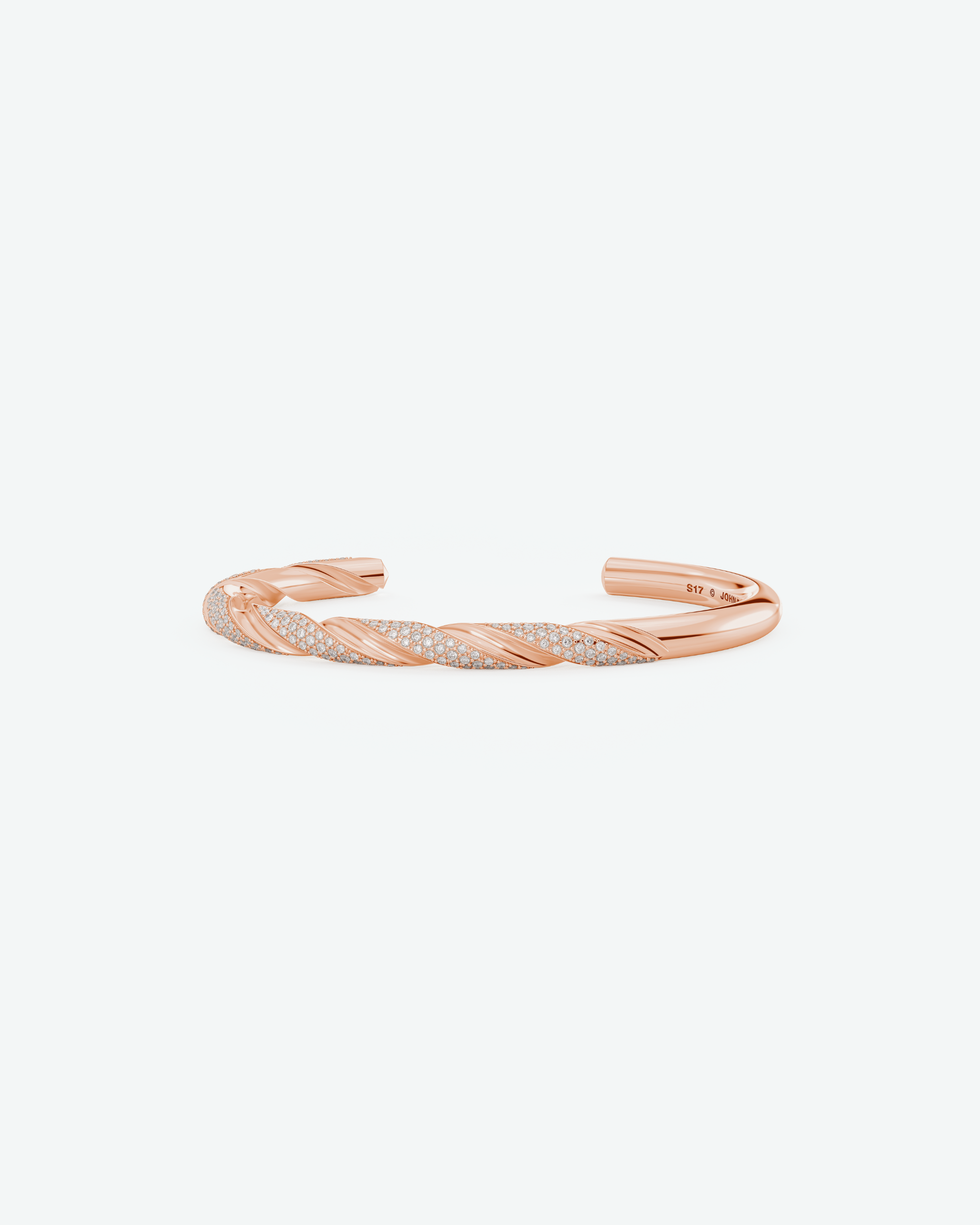 Machina Cuff Bracelet 5mm in Rose Gold with Diamonds
