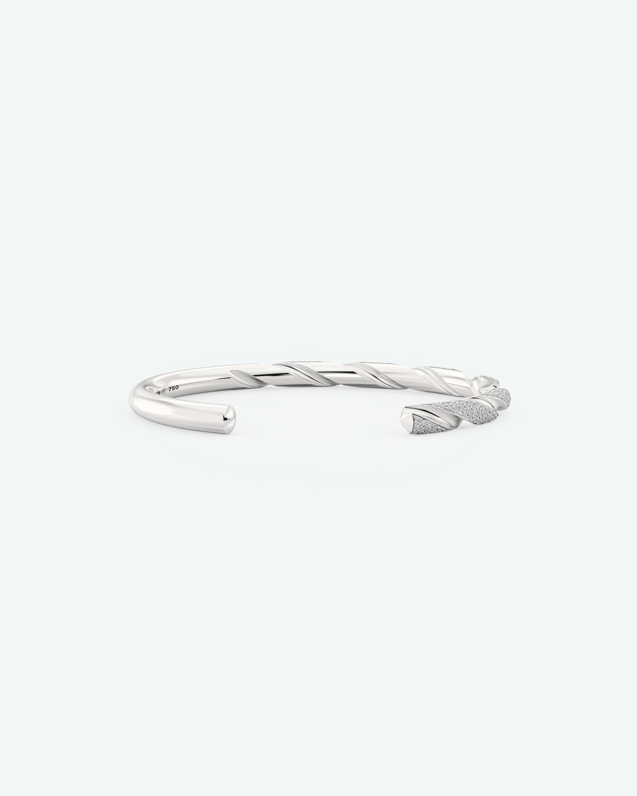 Machina Cuff Bracelet 5mm in White Gold with Diamonds
