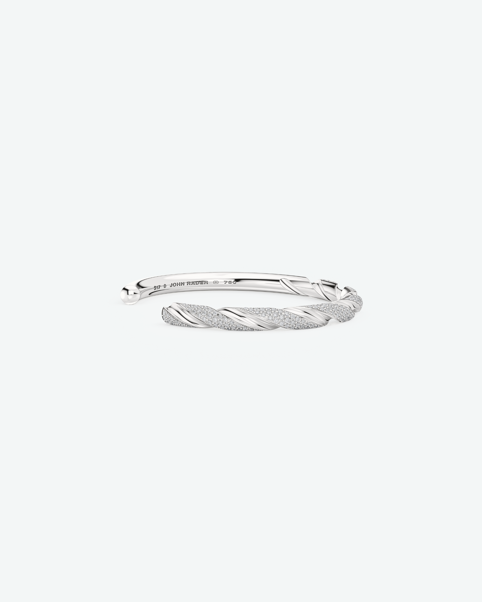 Machina Cuff Bracelet 5mm in White Gold with Diamonds