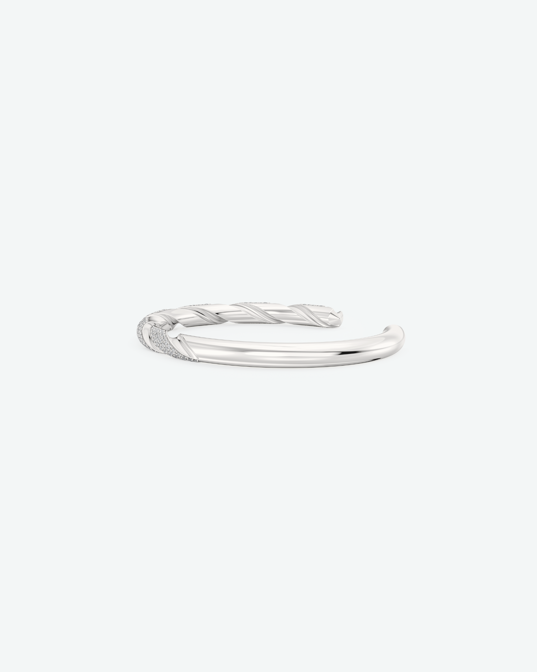 Machina Cuff Bracelet 5mm in White Gold with Diamonds