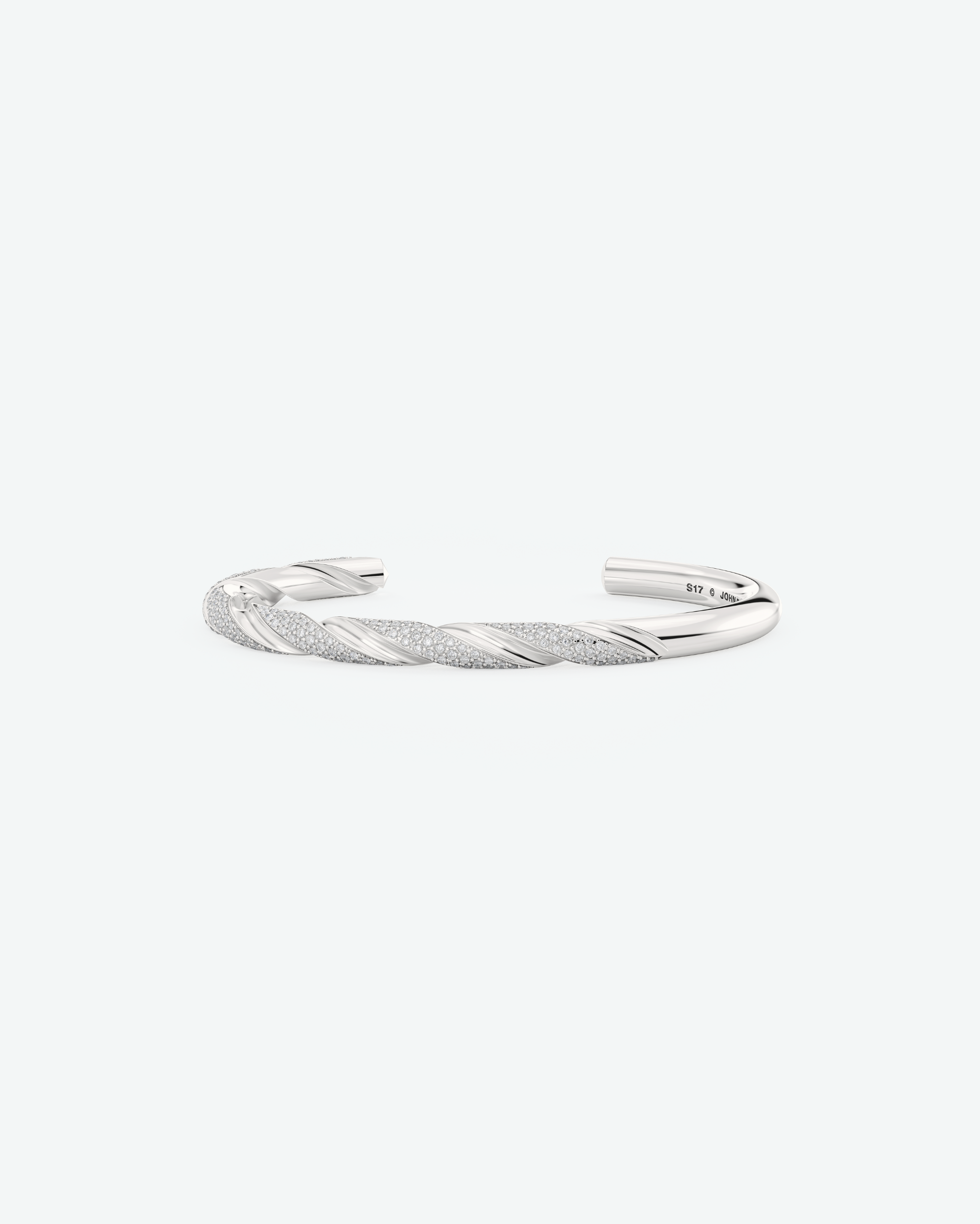 Machina Cuff Bracelet 5mm in White Gold with Diamonds