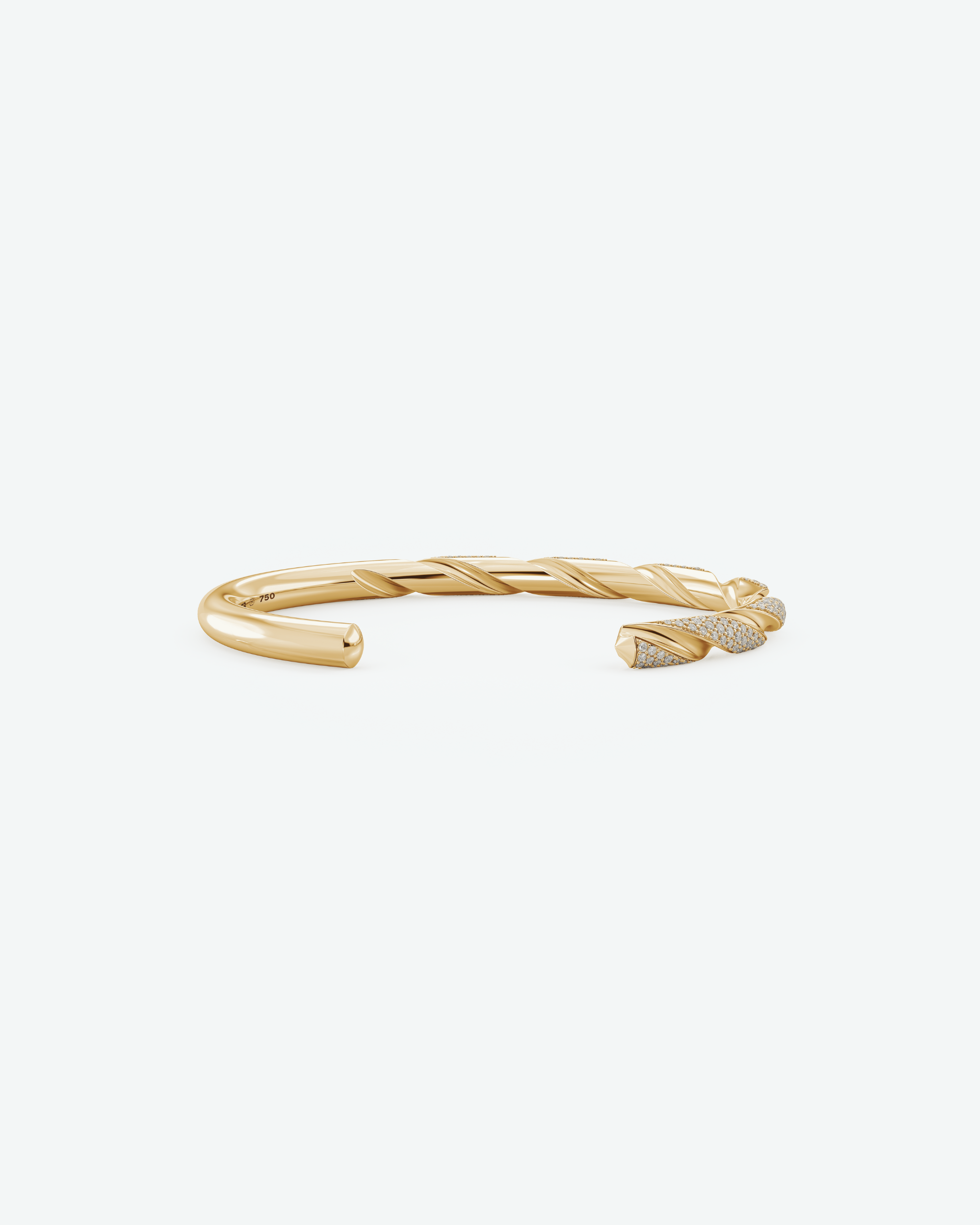 Machina Cuff Bracelet 5mm in Yellow Gold with Diamonds