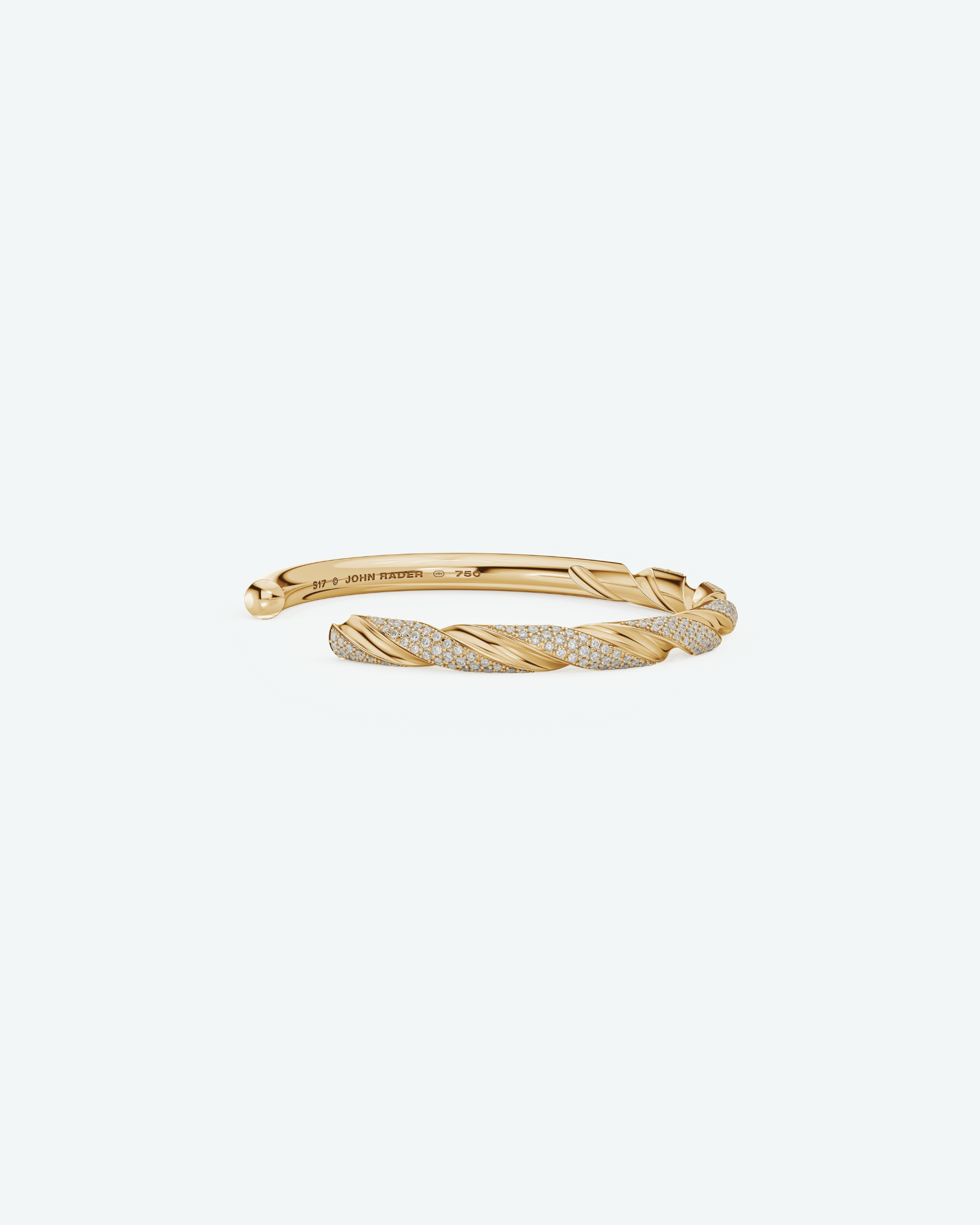 Machina Cuff Bracelet 5mm in Yellow Gold with Diamonds