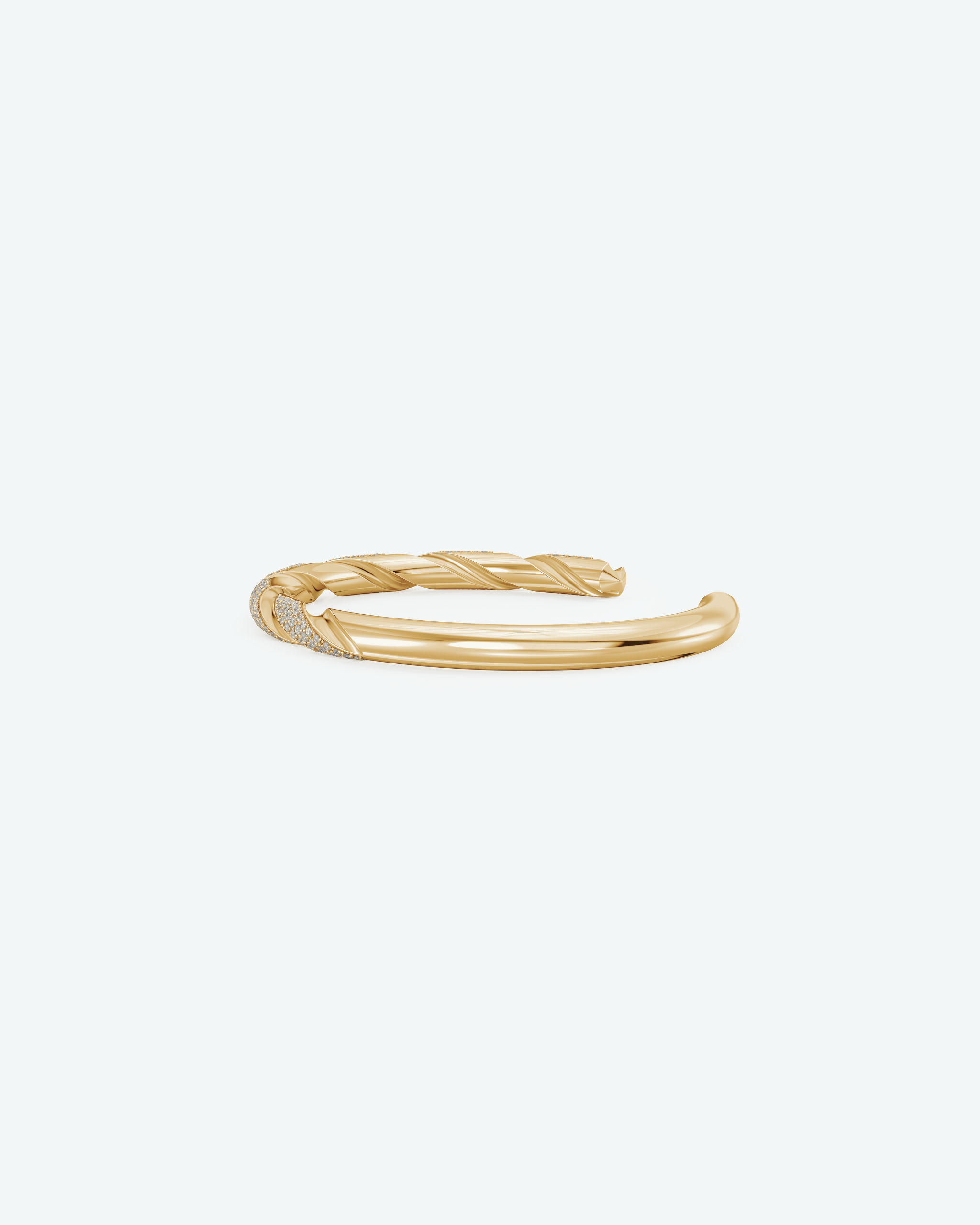 Machina Cuff Bracelet 5mm in Yellow Gold with Diamonds