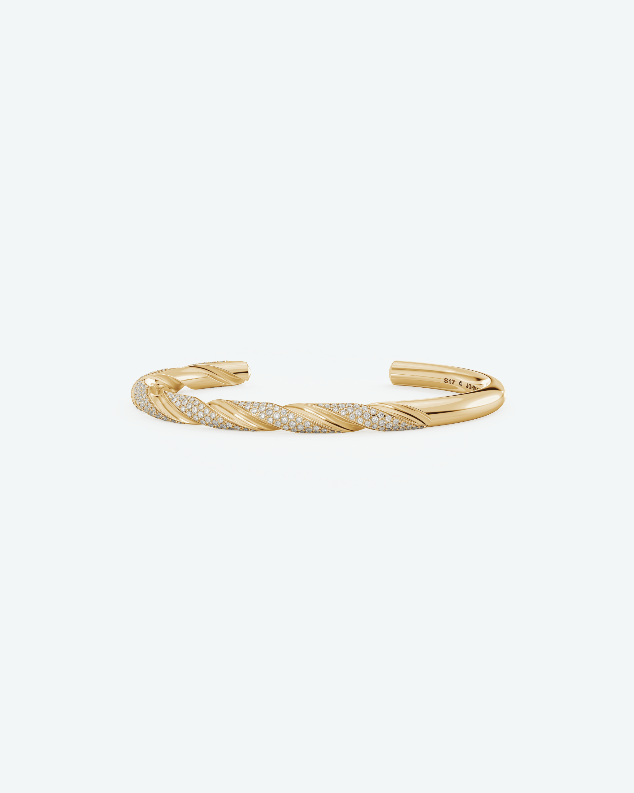 Machina Cuff Bracelet 5mm in Yellow Gold with Diamonds