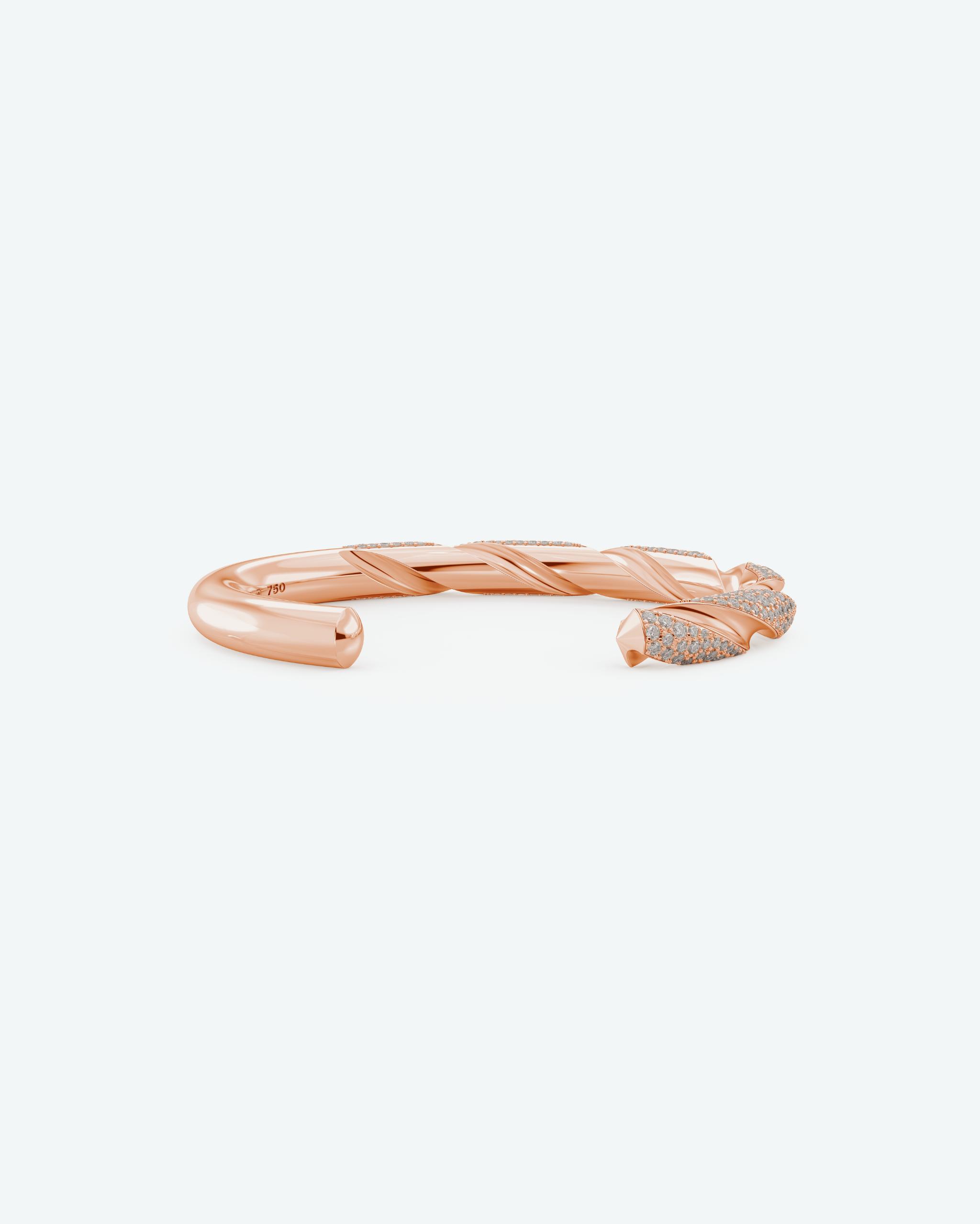 Machina Cuff Bracelet 7mm in Rose Gold with Diamonds