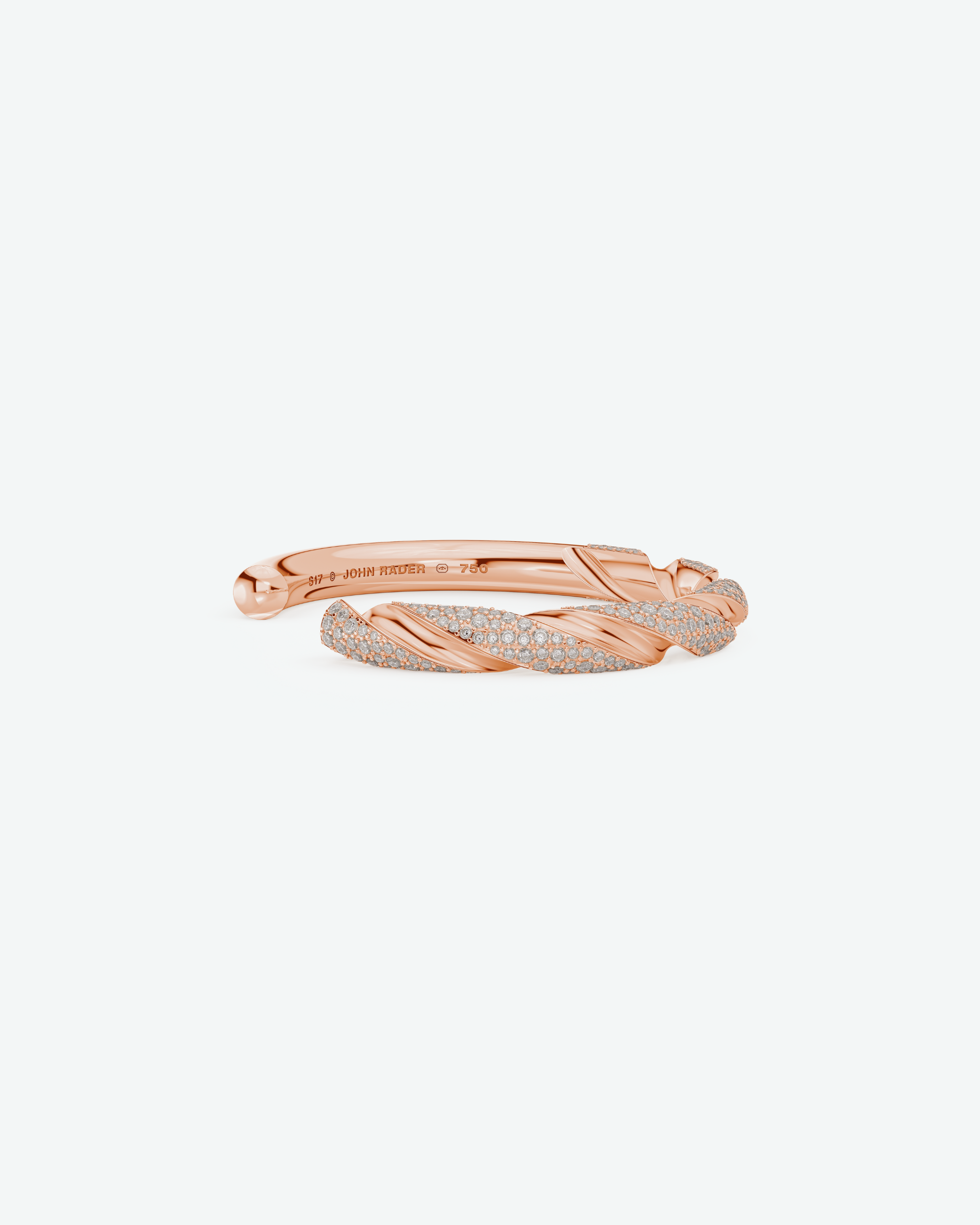 Machina Cuff Bracelet 7mm in Rose Gold with Diamonds