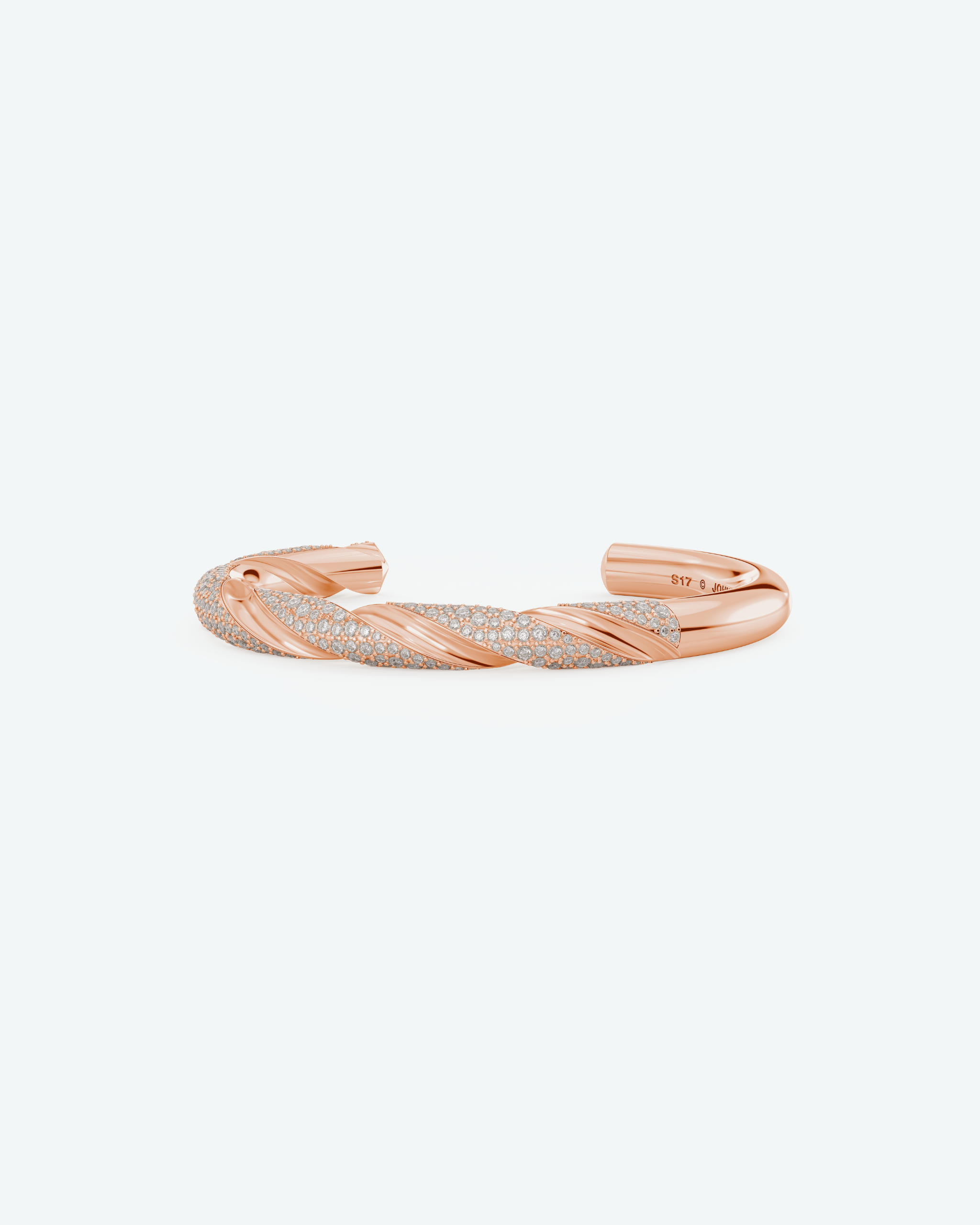 Machina Cuff Bracelet 7mm in Rose Gold with Diamonds