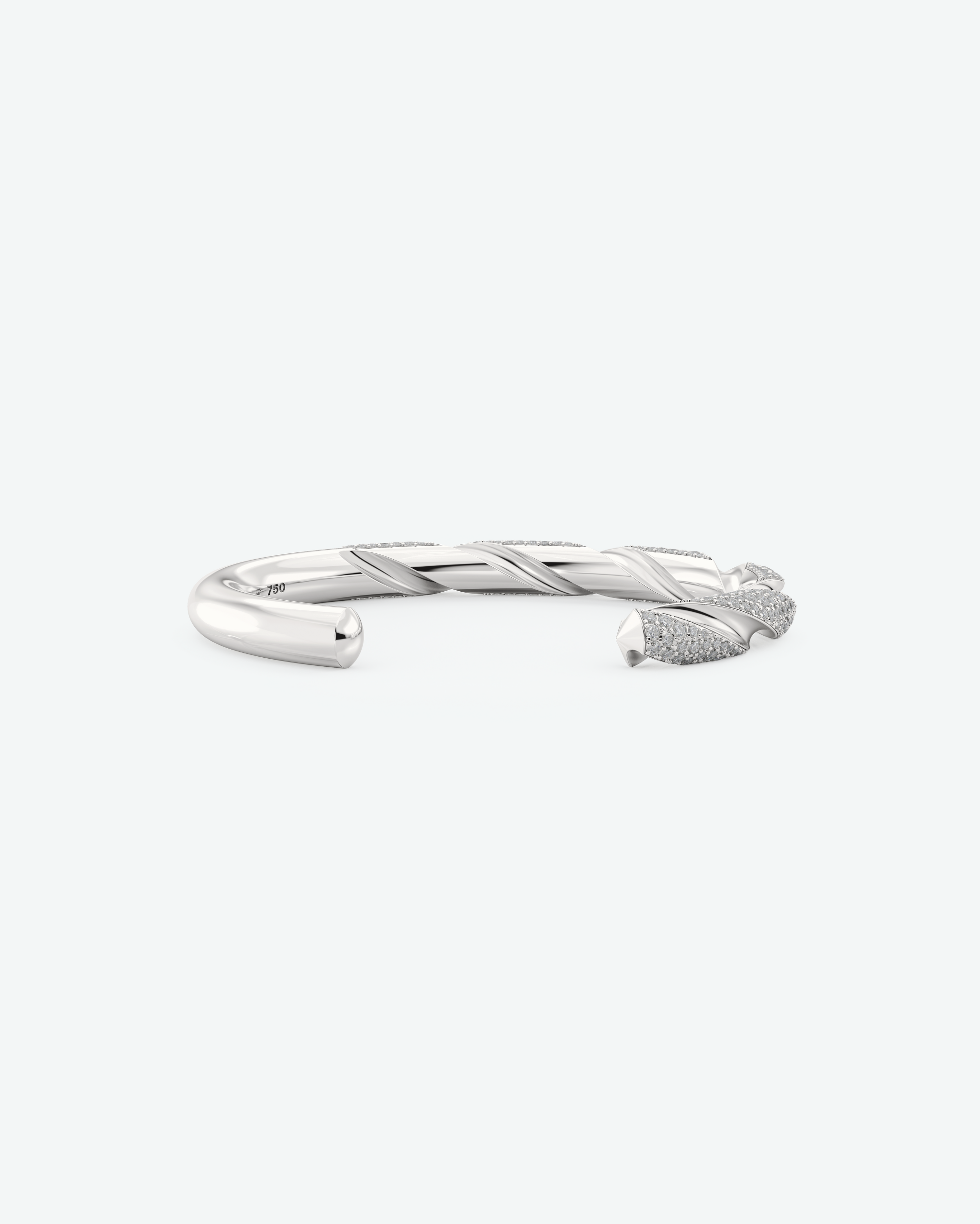Machina Cuff Bracelet 7mm in White Gold with Diamonds