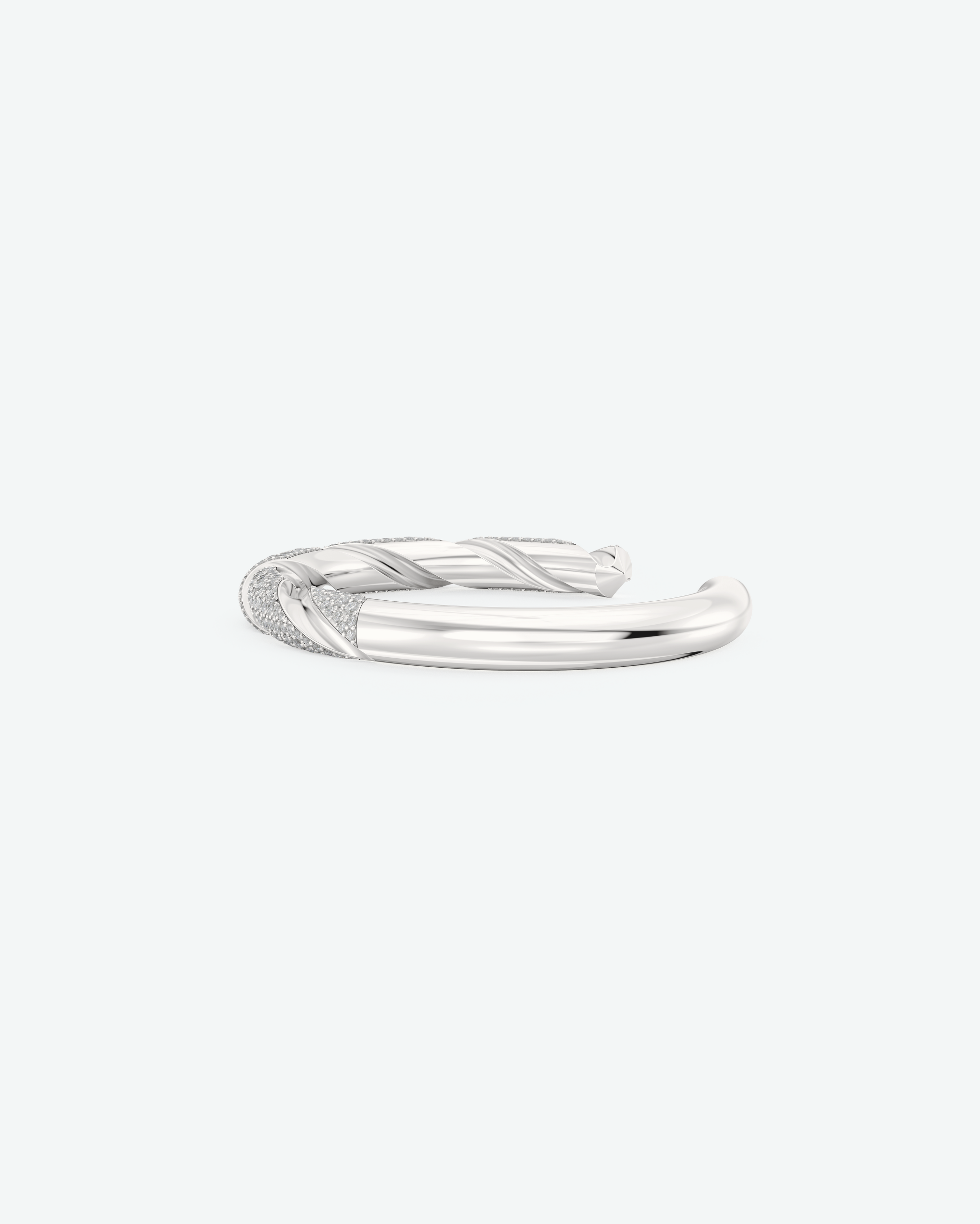 Machina Cuff Bracelet 7mm in White Gold with Diamonds
