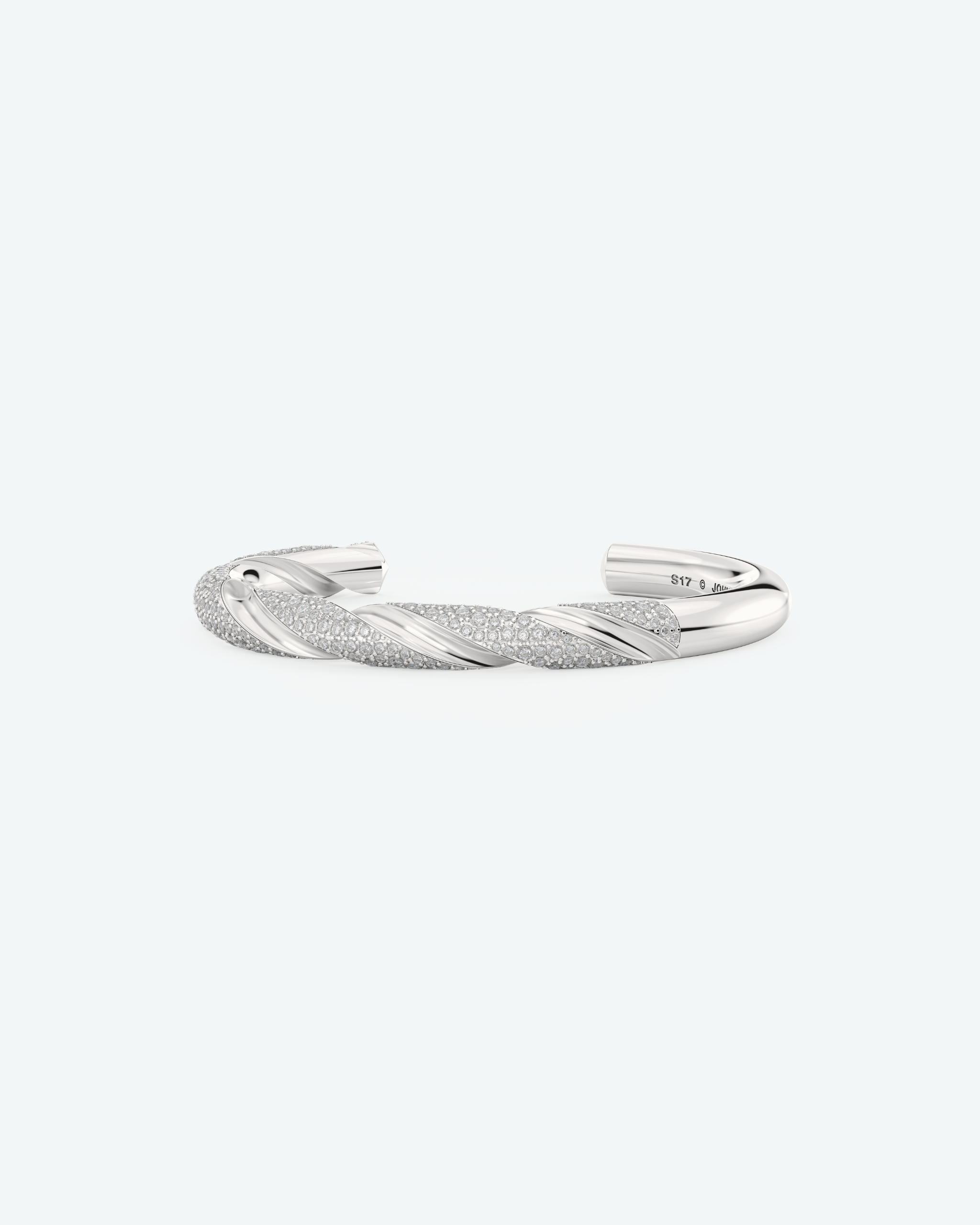 Machina Cuff Bracelet 7mm in White Gold with Diamonds