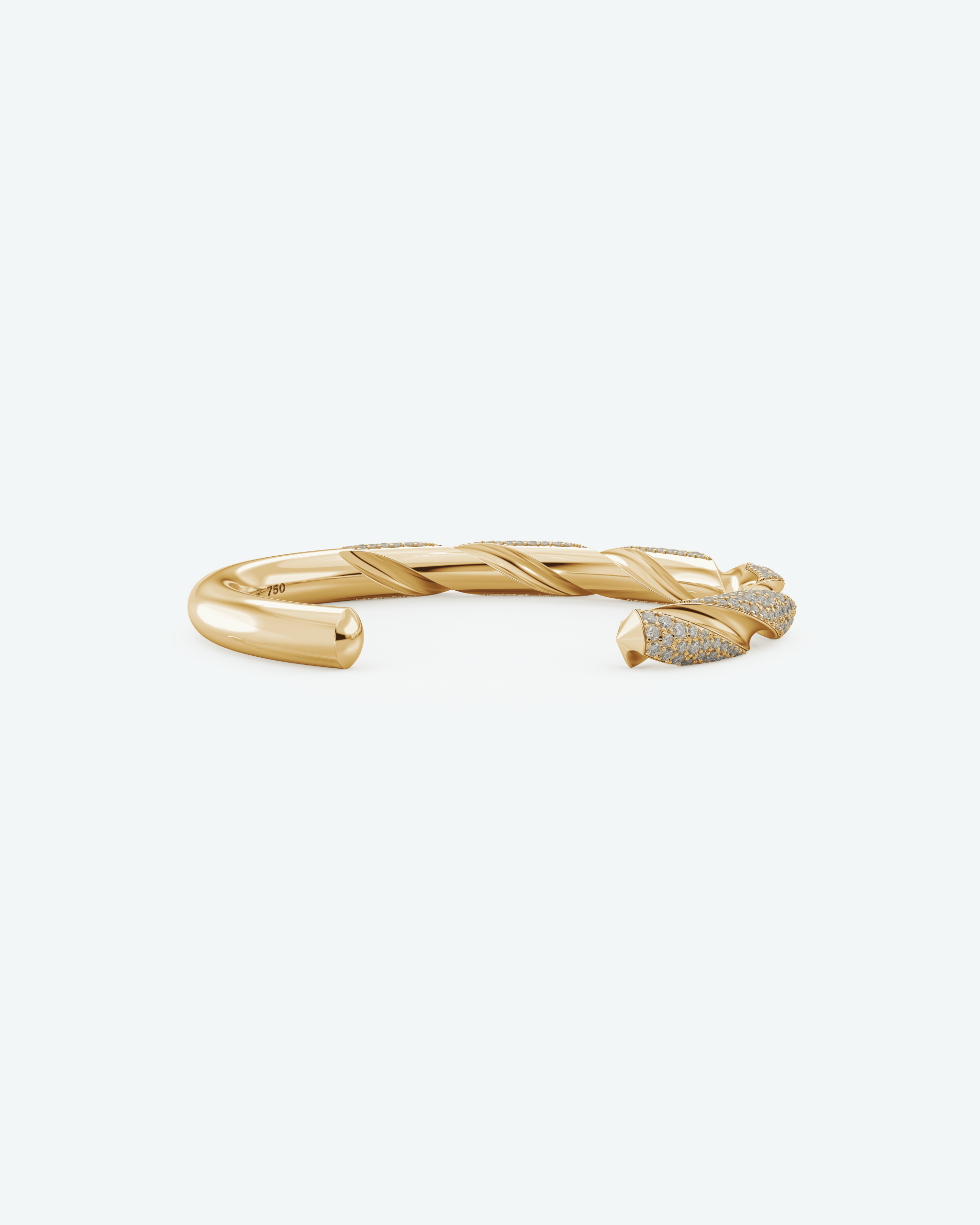 Machina Cuff Bracelet 7mm in Yellow Gold with Diamonds
