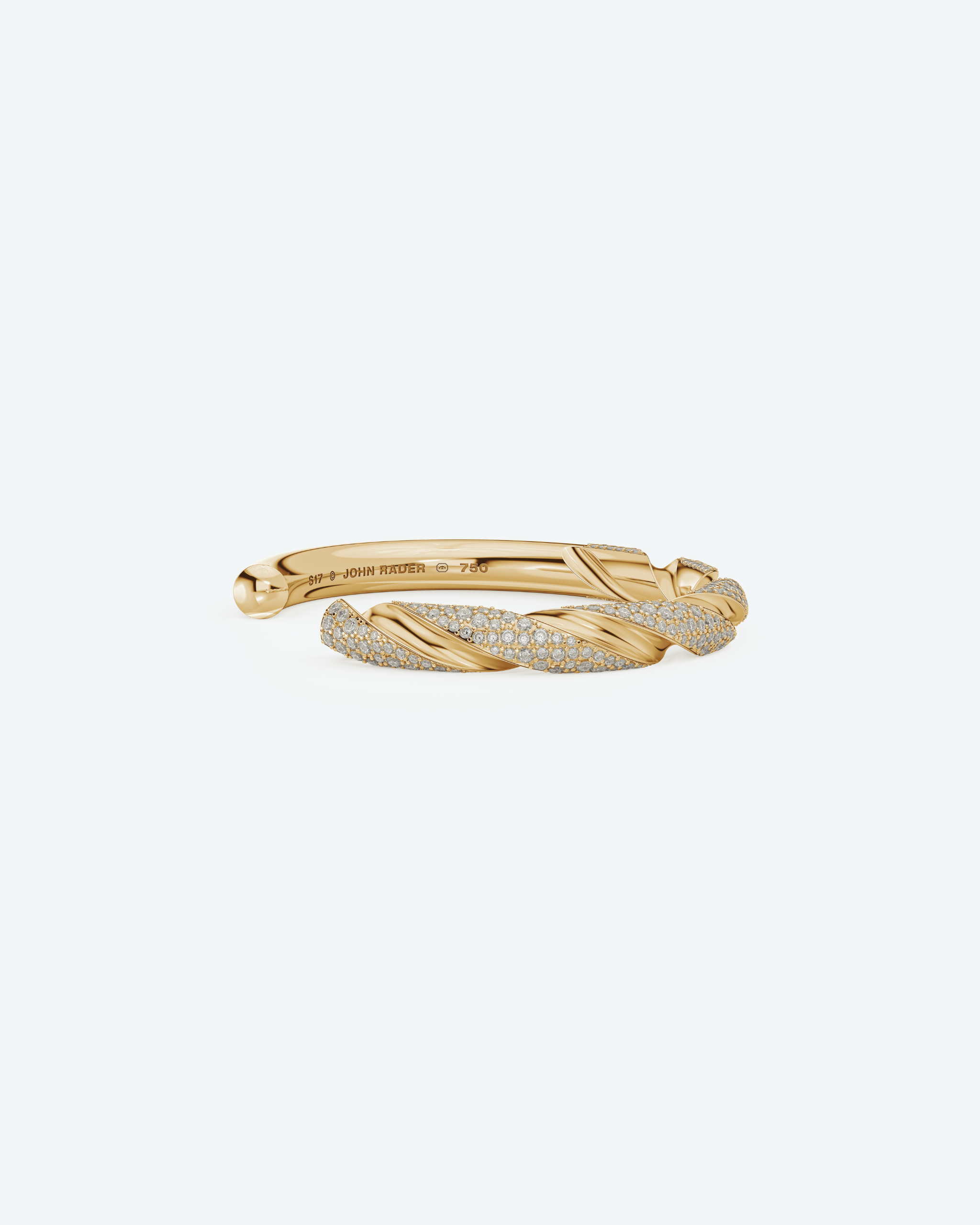 Machina Cuff Bracelet 7mm in Yellow Gold with Diamonds