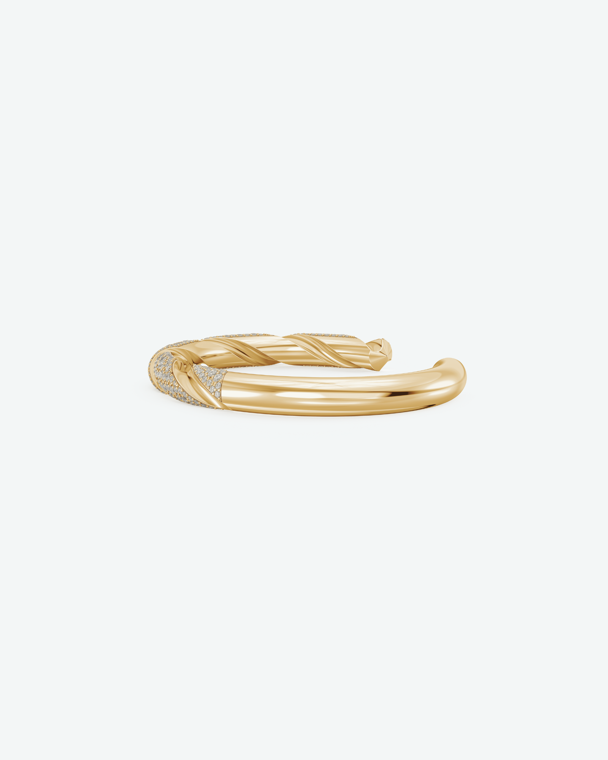 Machina Cuff Bracelet 7mm in Yellow Gold with Diamonds