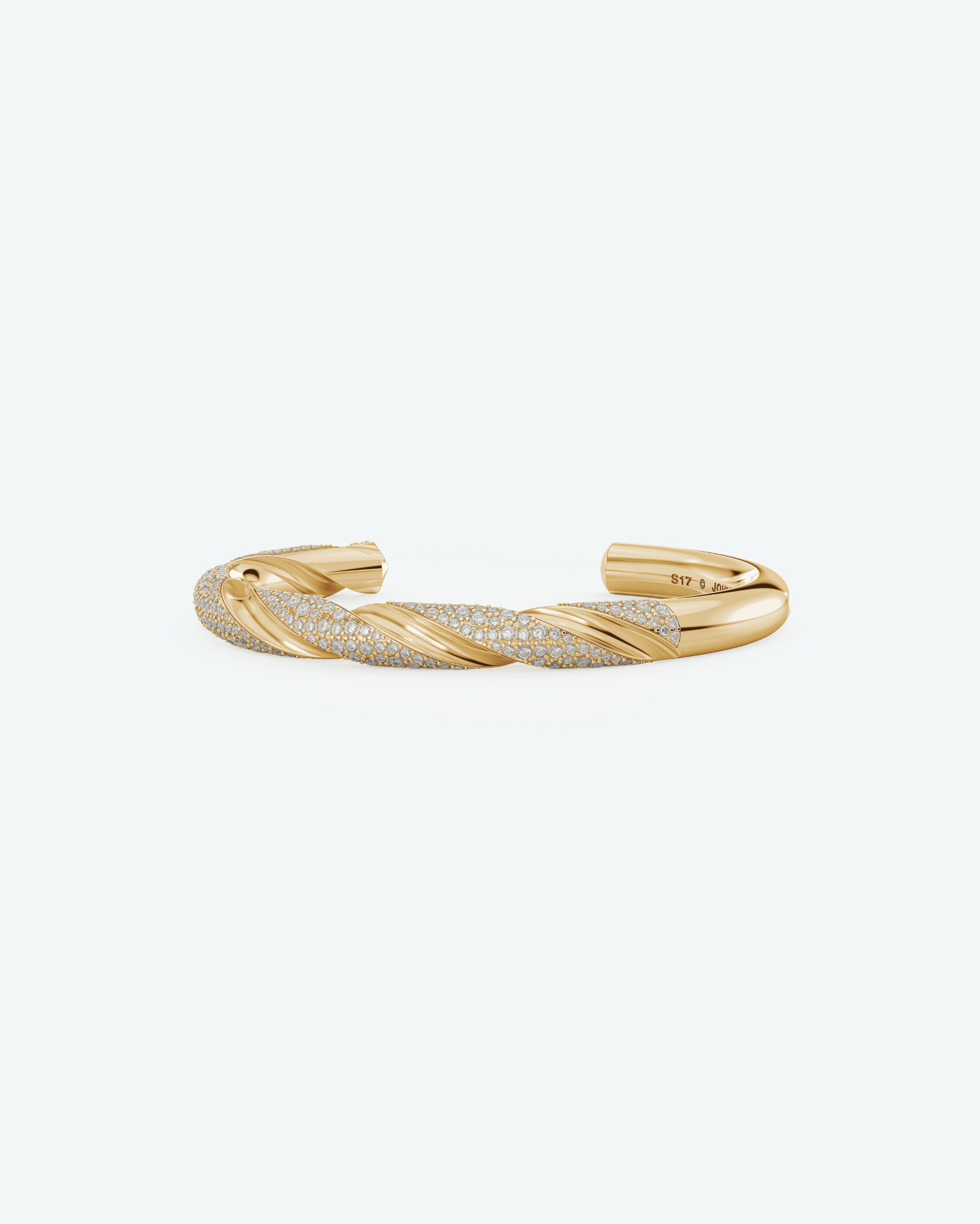 Machina Cuff Bracelet 7mm in Yellow Gold with Diamonds