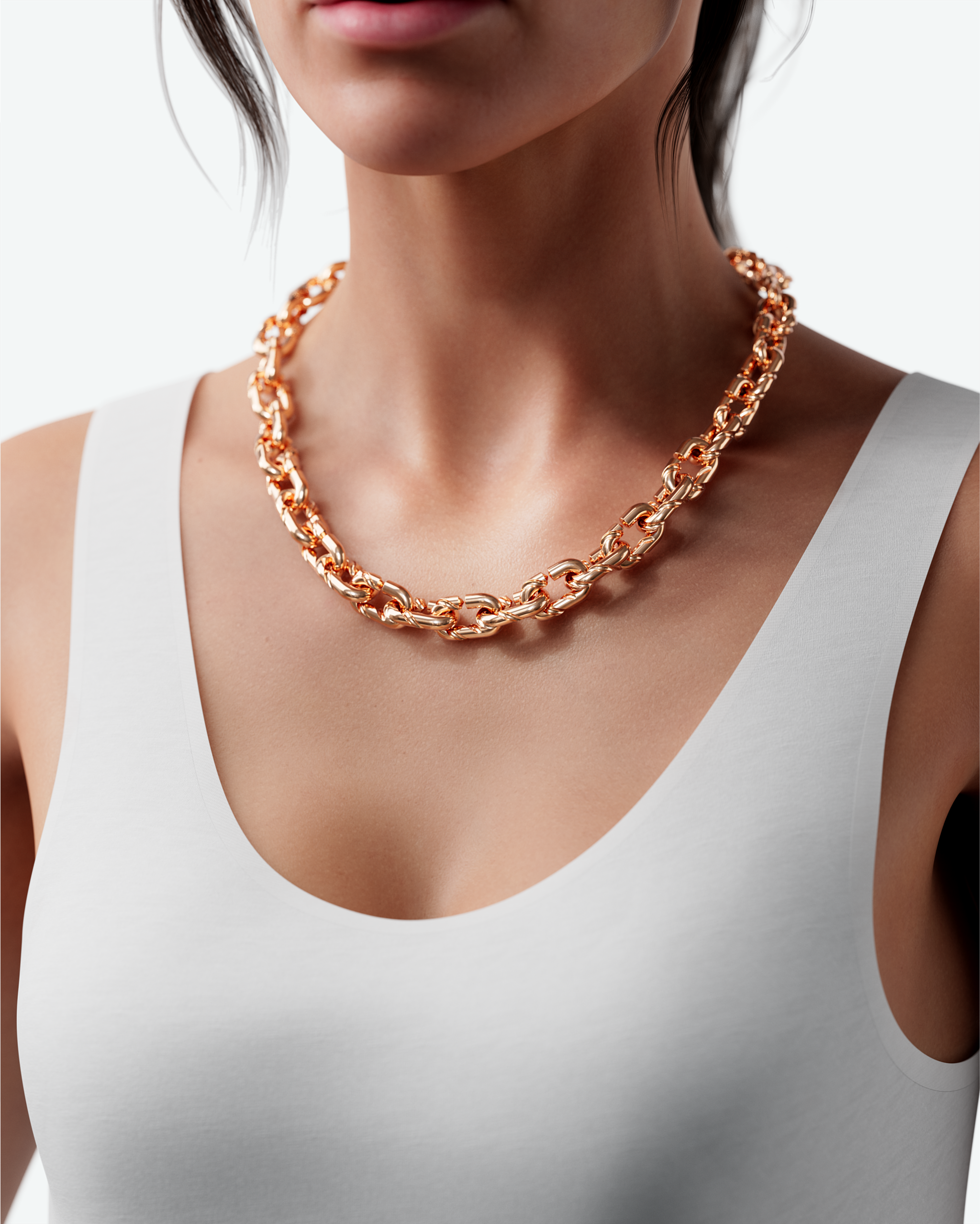 Machina Link Necklace 4mm in Rose Gold