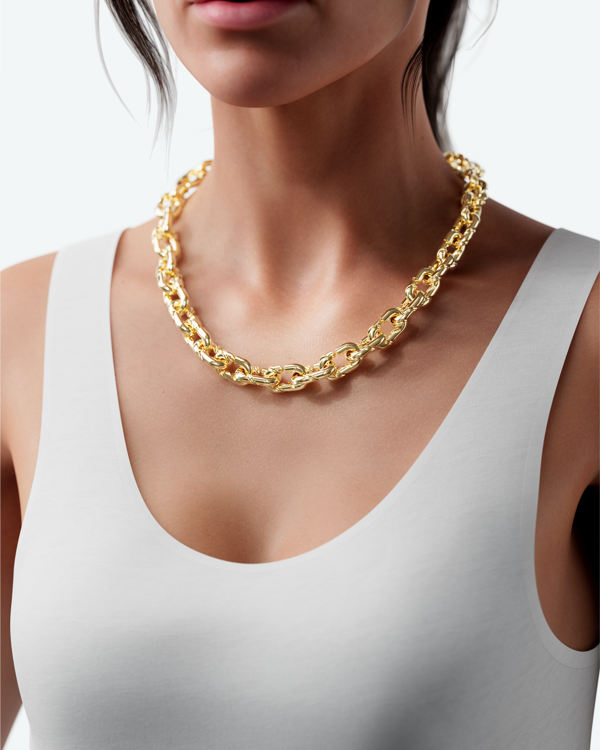 Machina Link Necklace 4mm in Yellow Gold