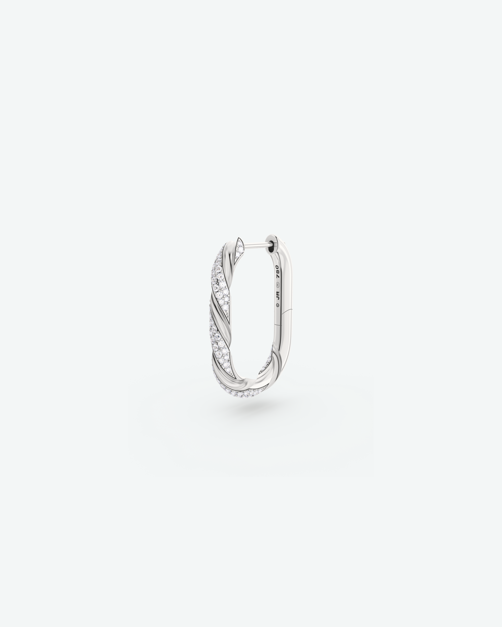 Machina Earring 3mm in White Gold with Diamonds