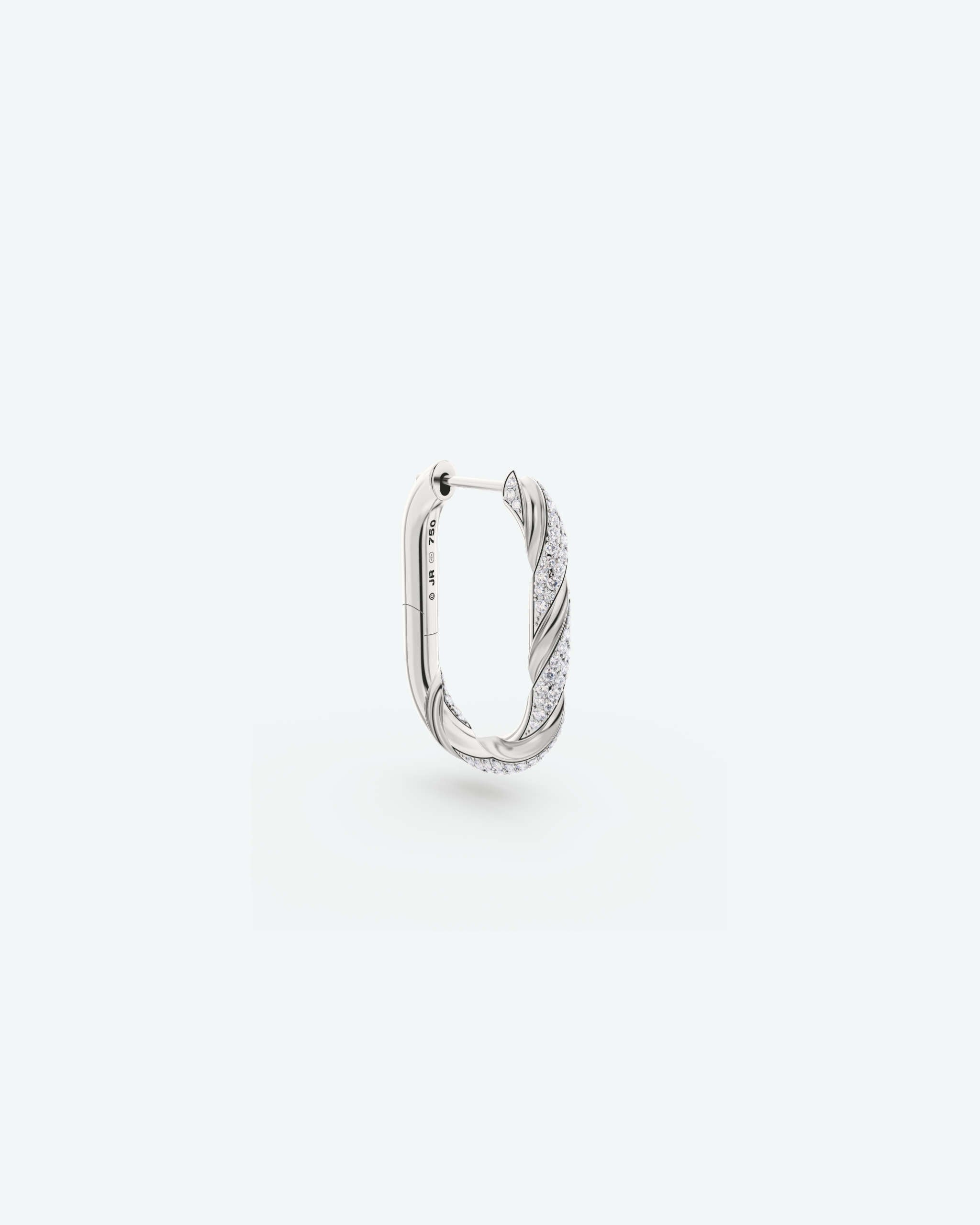 Machina Earring 3mm in White Gold with Diamonds