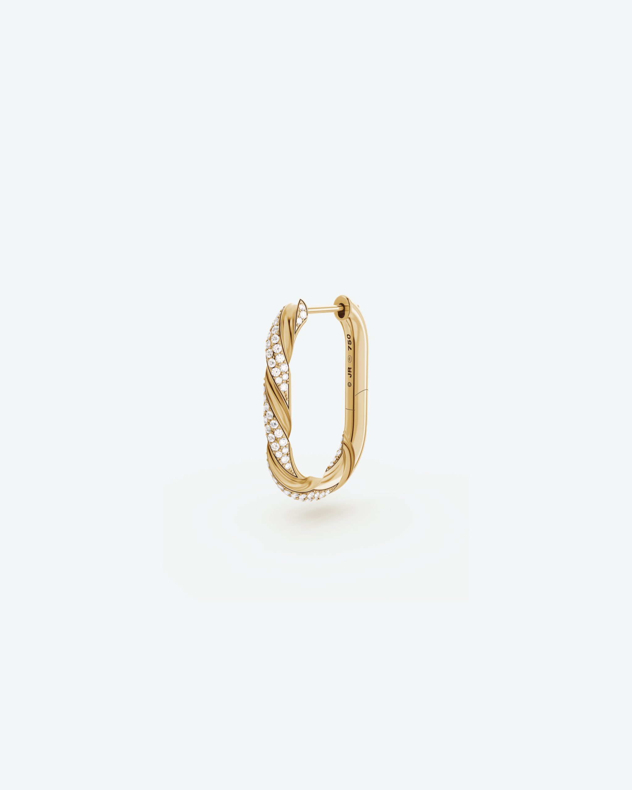 Machina Earring 3mm in Yellow Gold with Diamonds