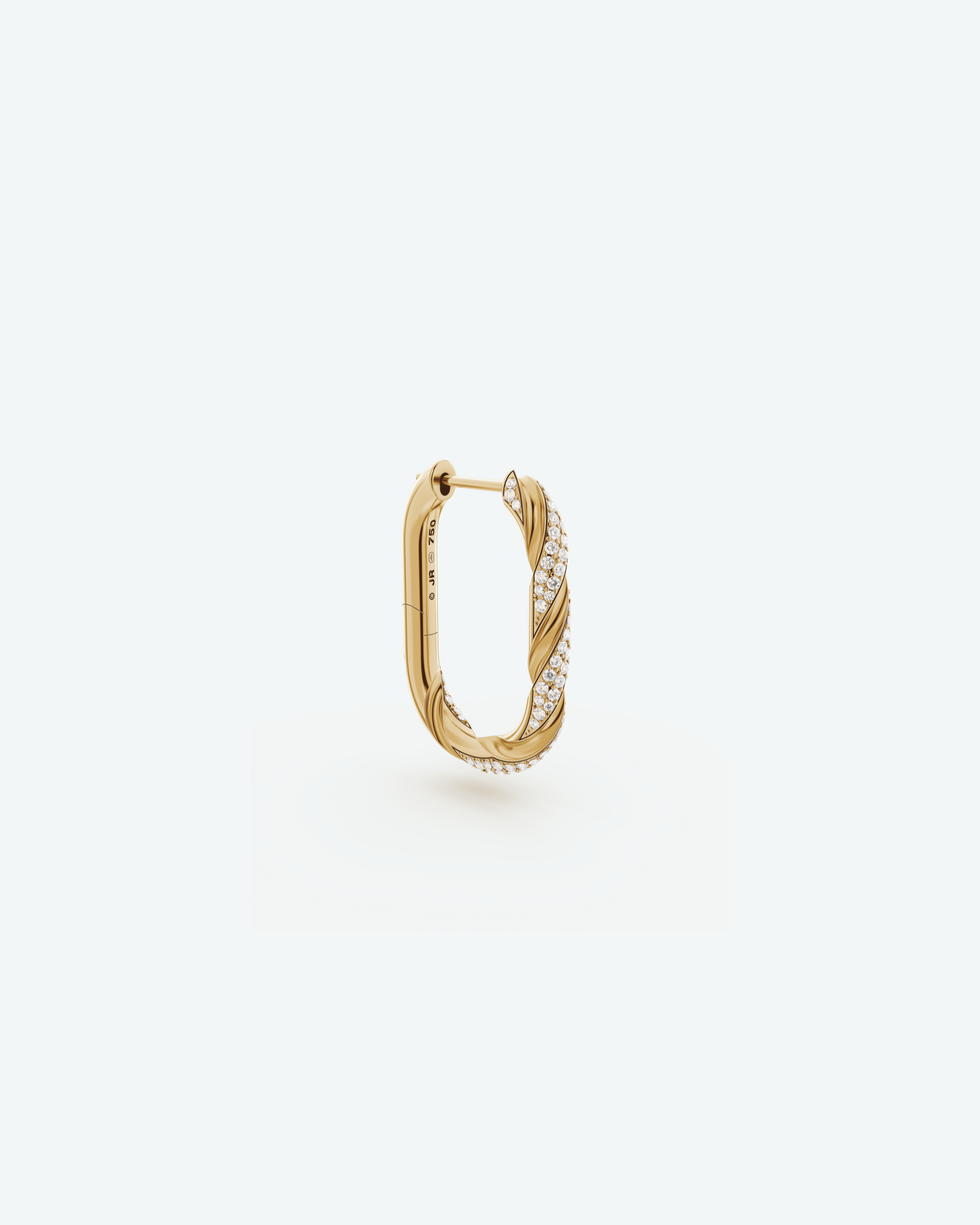 Machina Earring 3mm in Yellow Gold with Diamonds