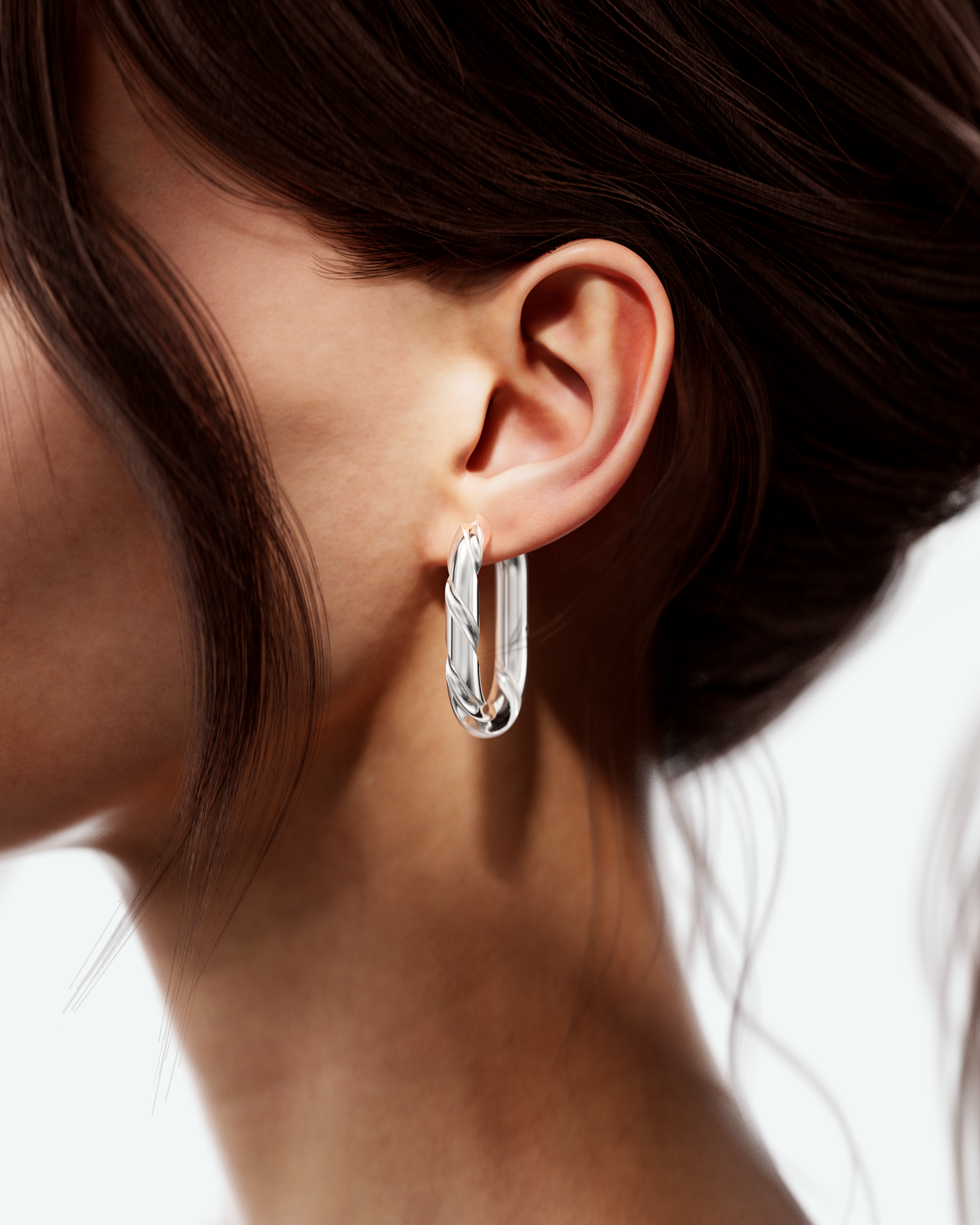 Machina Earring 4mm in White Gold