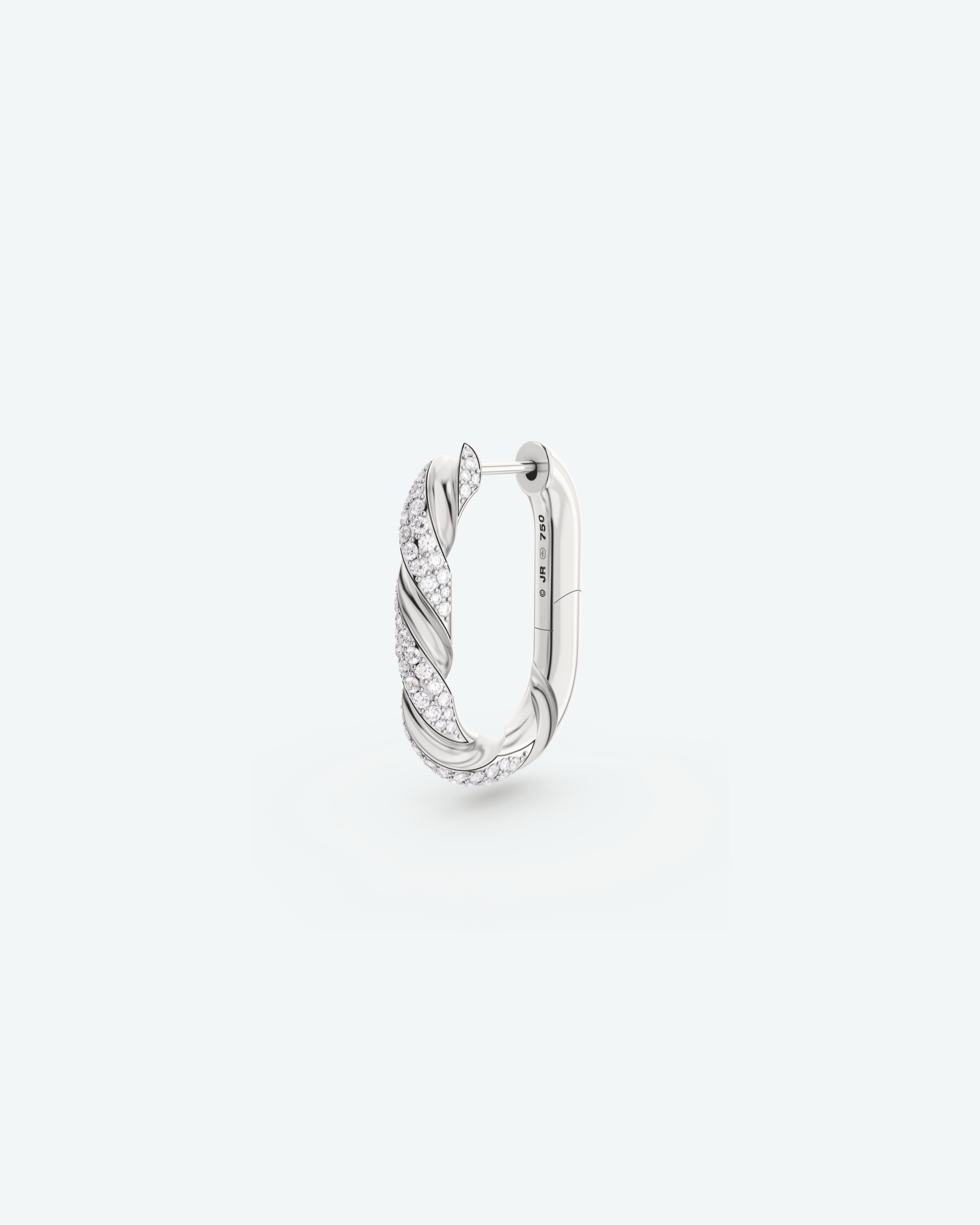 Machina Earring 4mm in White Gold with Diamonds