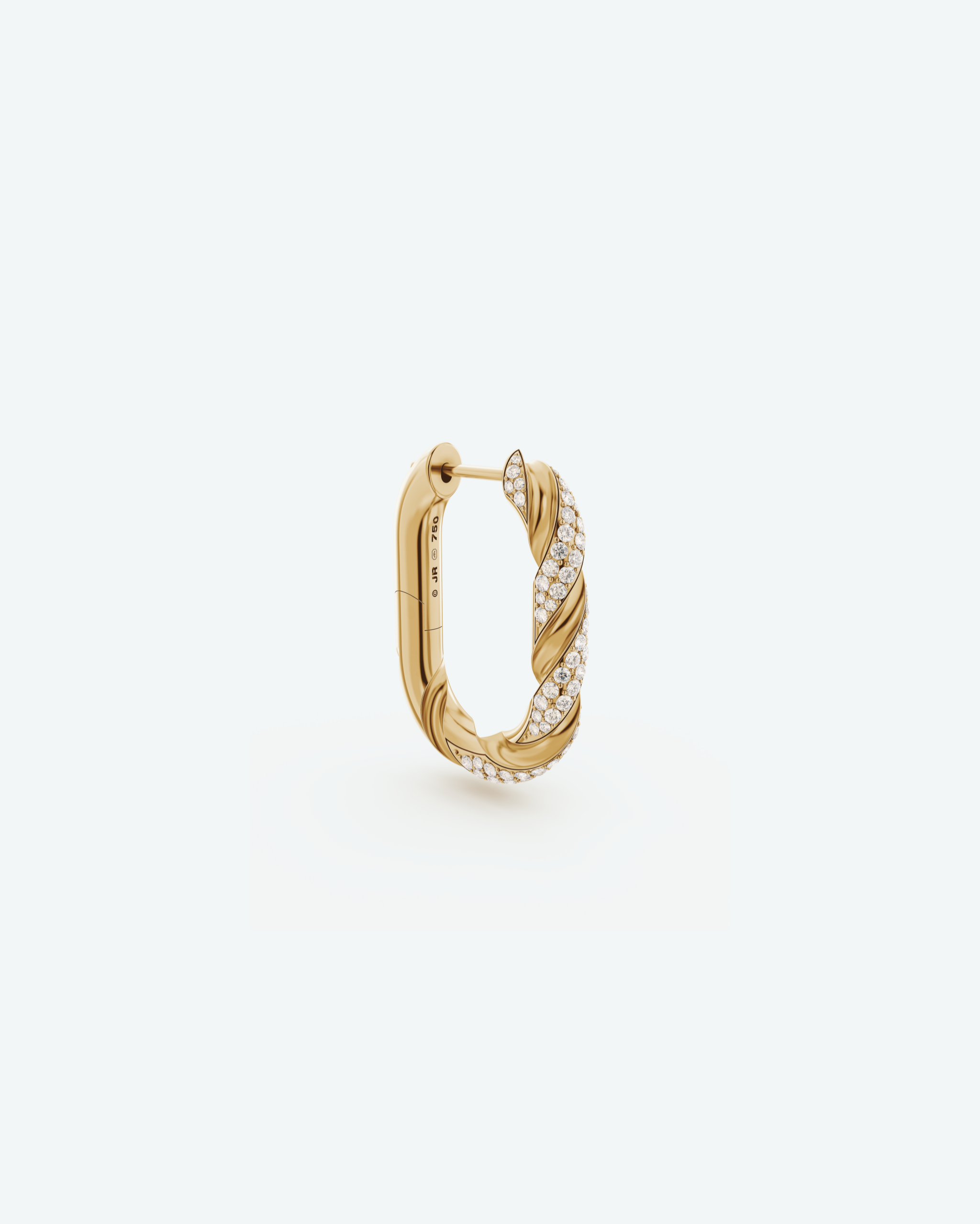 Machina Earring 4mm in Yellow Gold with Diamonds