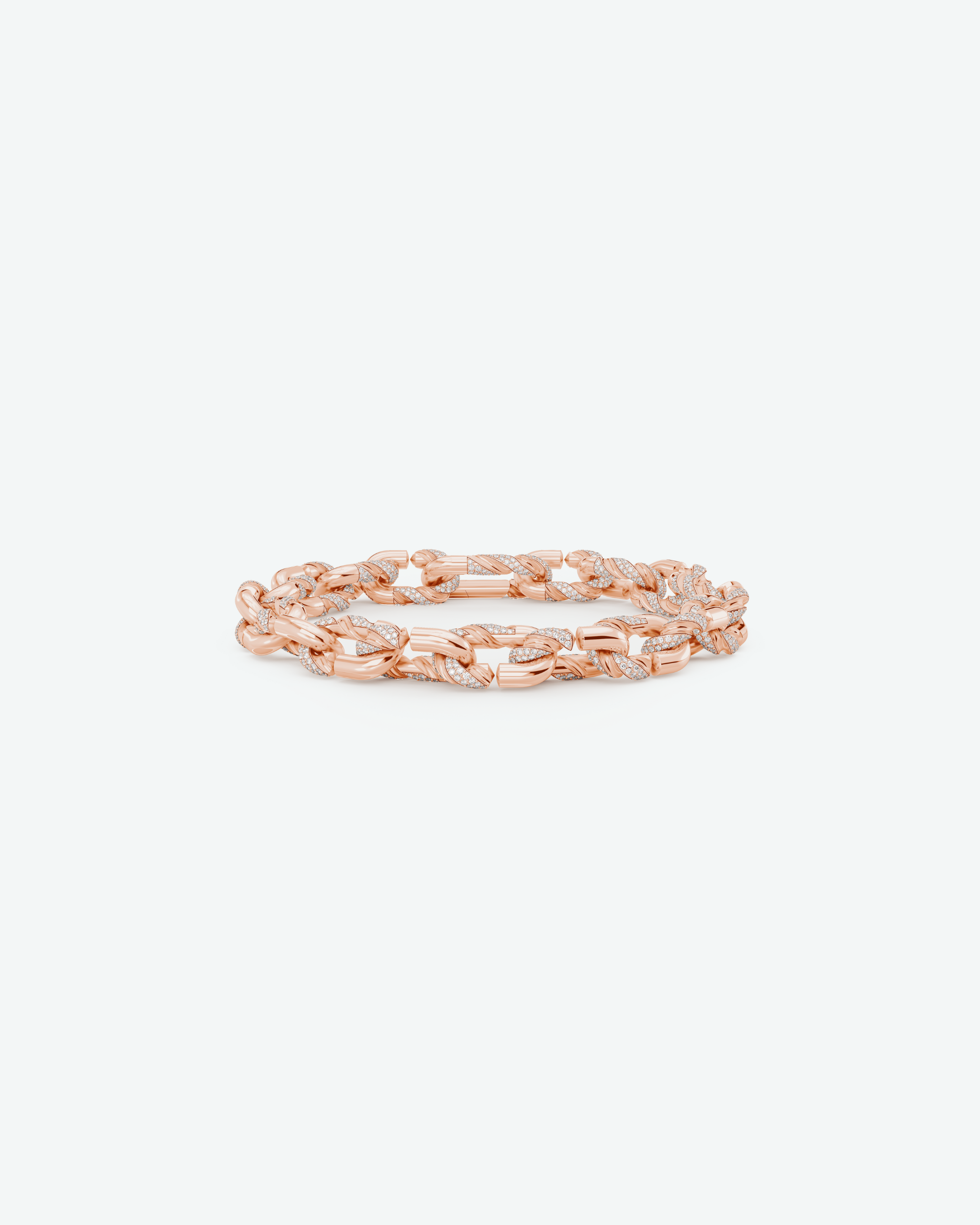 Machina Link Bracelet 3mm in Rose Gold with Diamonds