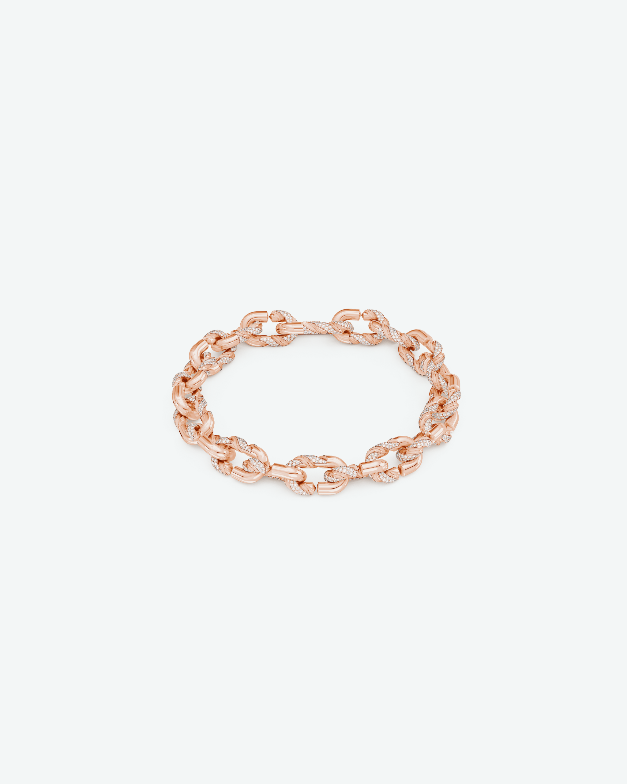 Machina Link Bracelet 3mm in Rose Gold with Diamonds