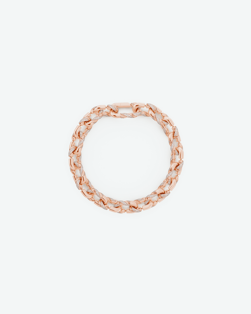 Machina Link Bracelet 3mm in Rose Gold with Diamonds