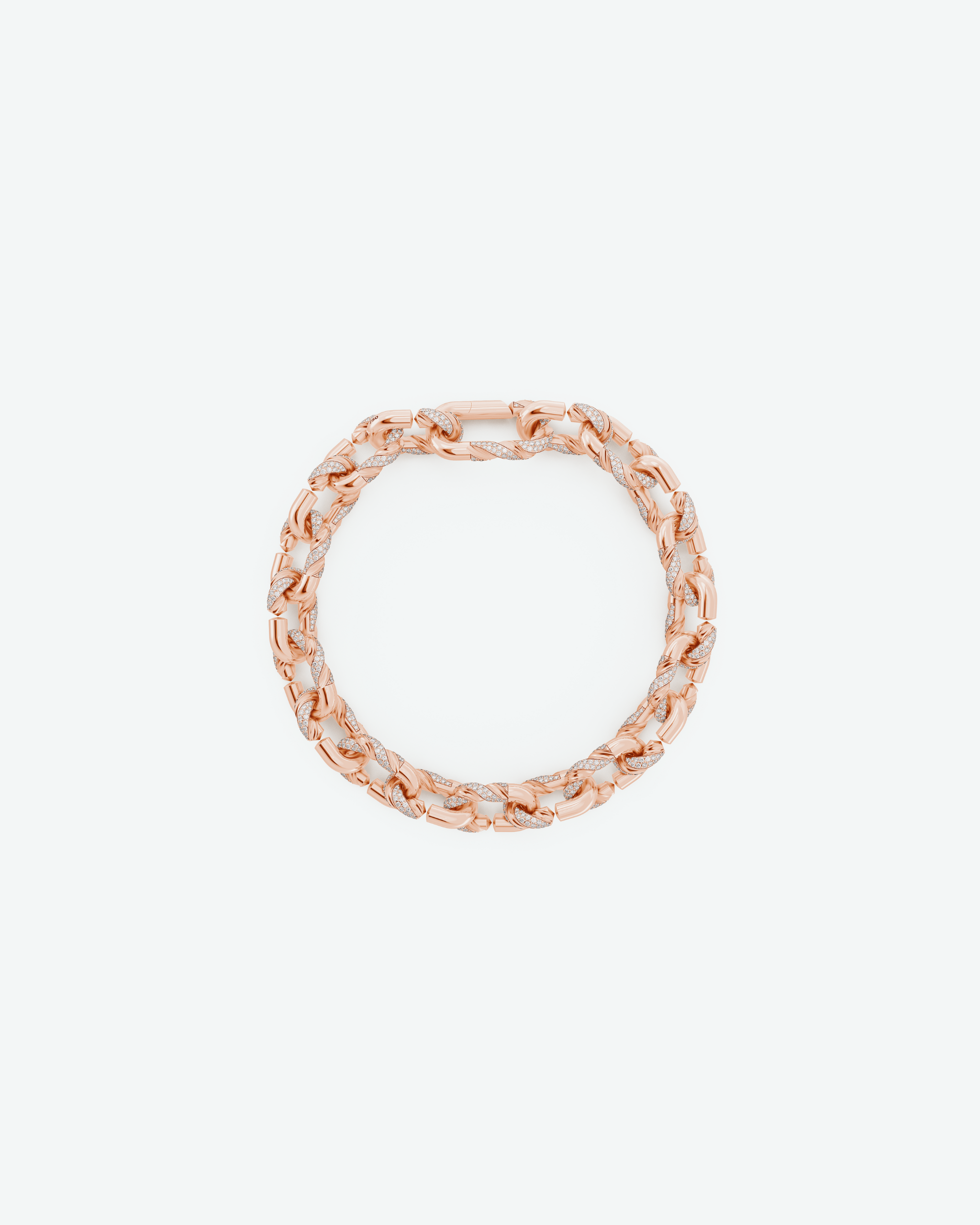 Machina Link Bracelet 3mm in Rose Gold with Diamonds