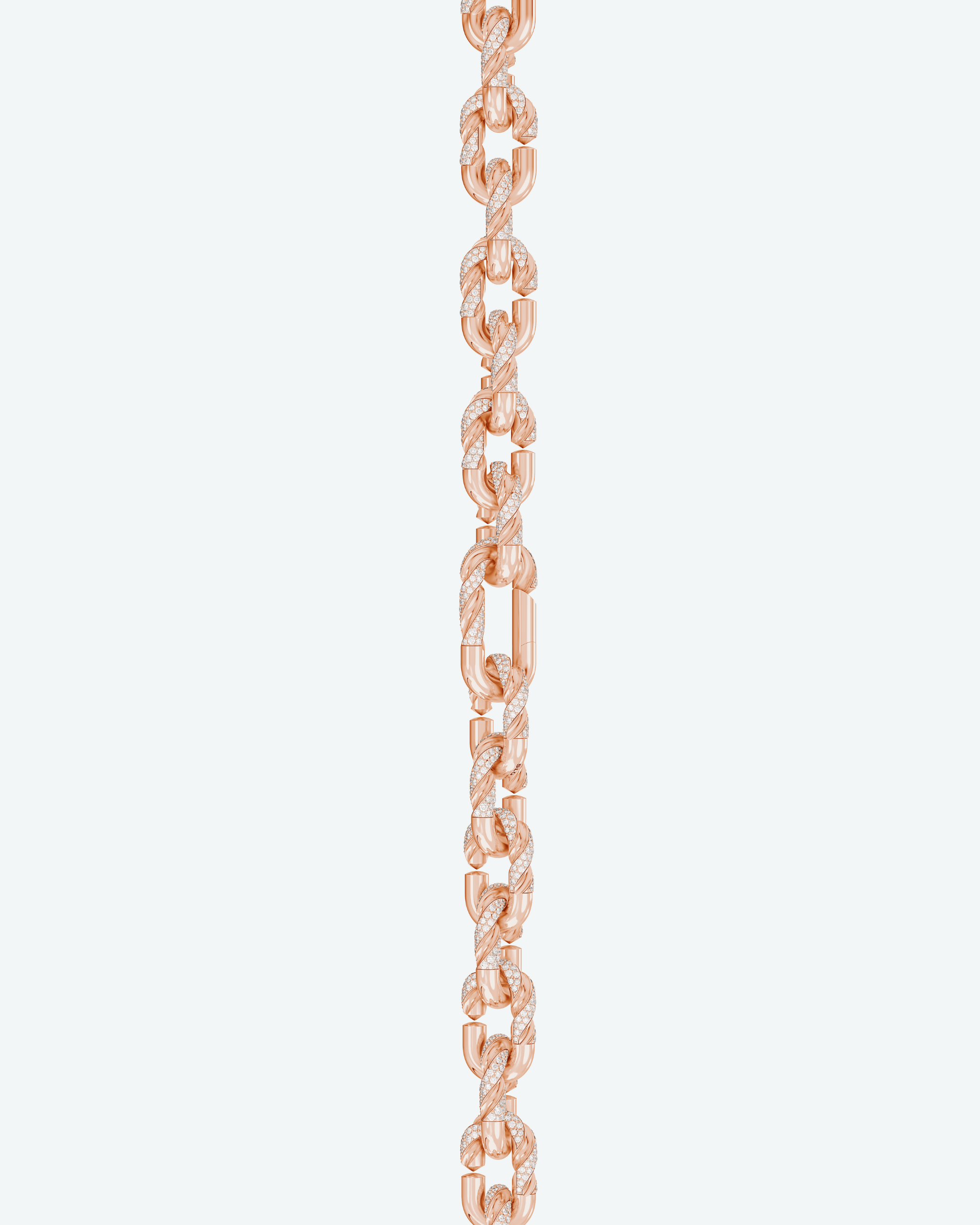 Machina Link Bracelet 3mm in Rose Gold with Diamonds