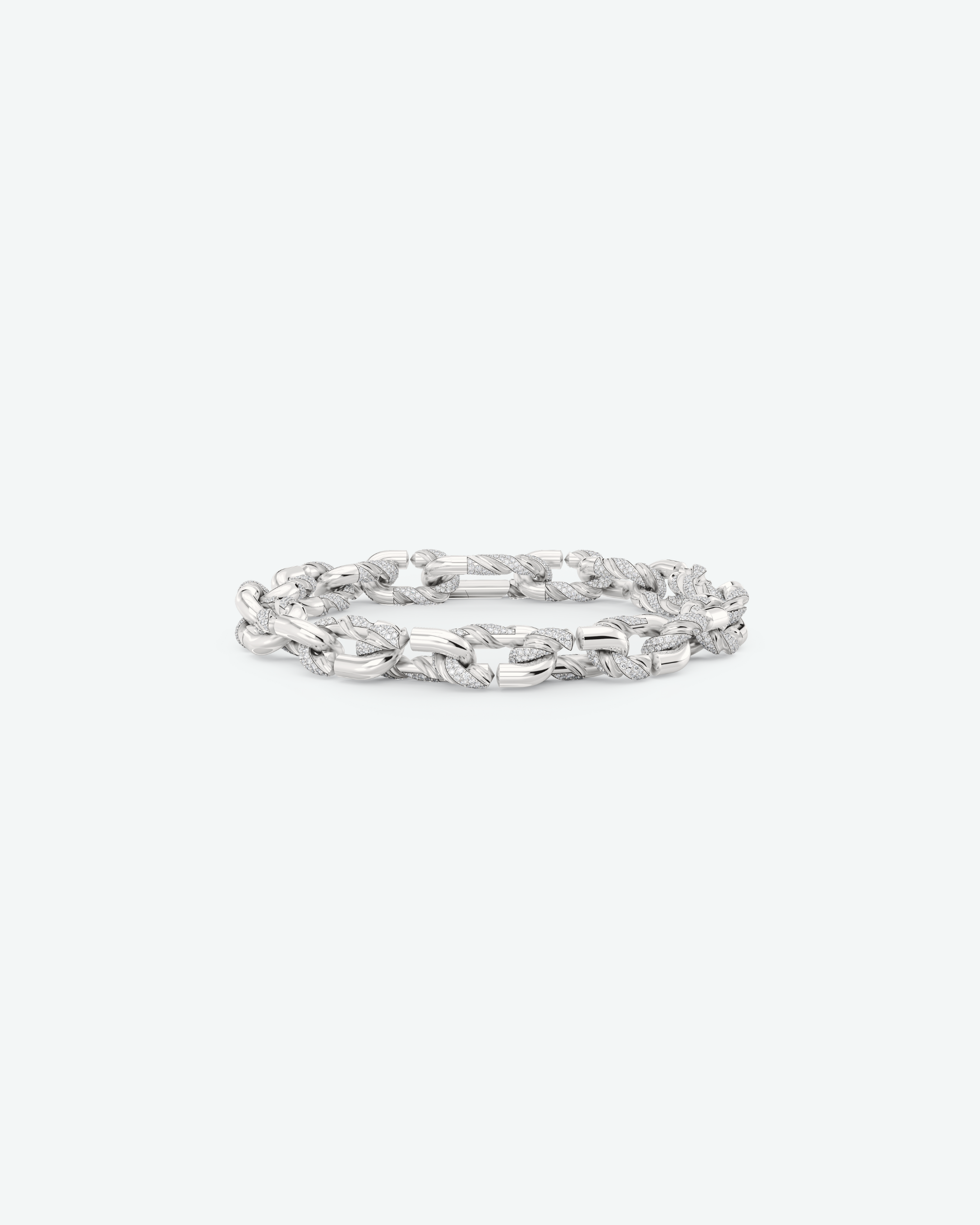 Machina Link Bracelet 3mm in White Gold with Diamonds
