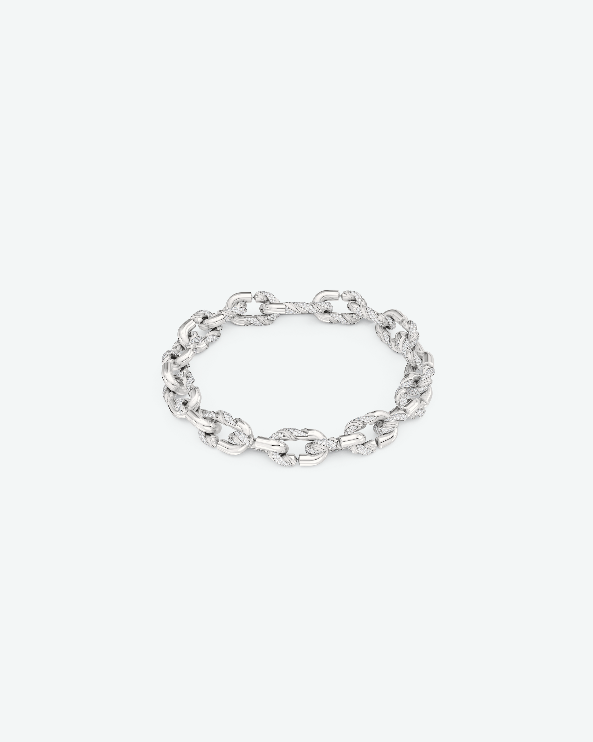 Machina Link Bracelet 3mm in White Gold with Diamonds
