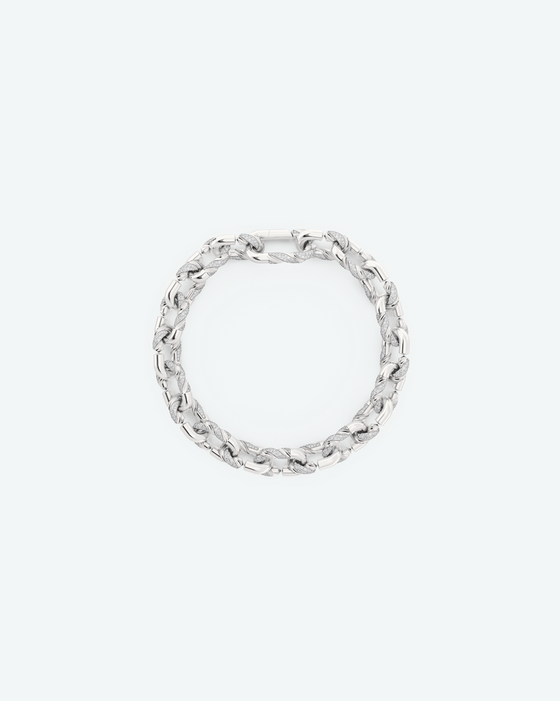 Machina Link Bracelet 3mm in White Gold with Diamonds