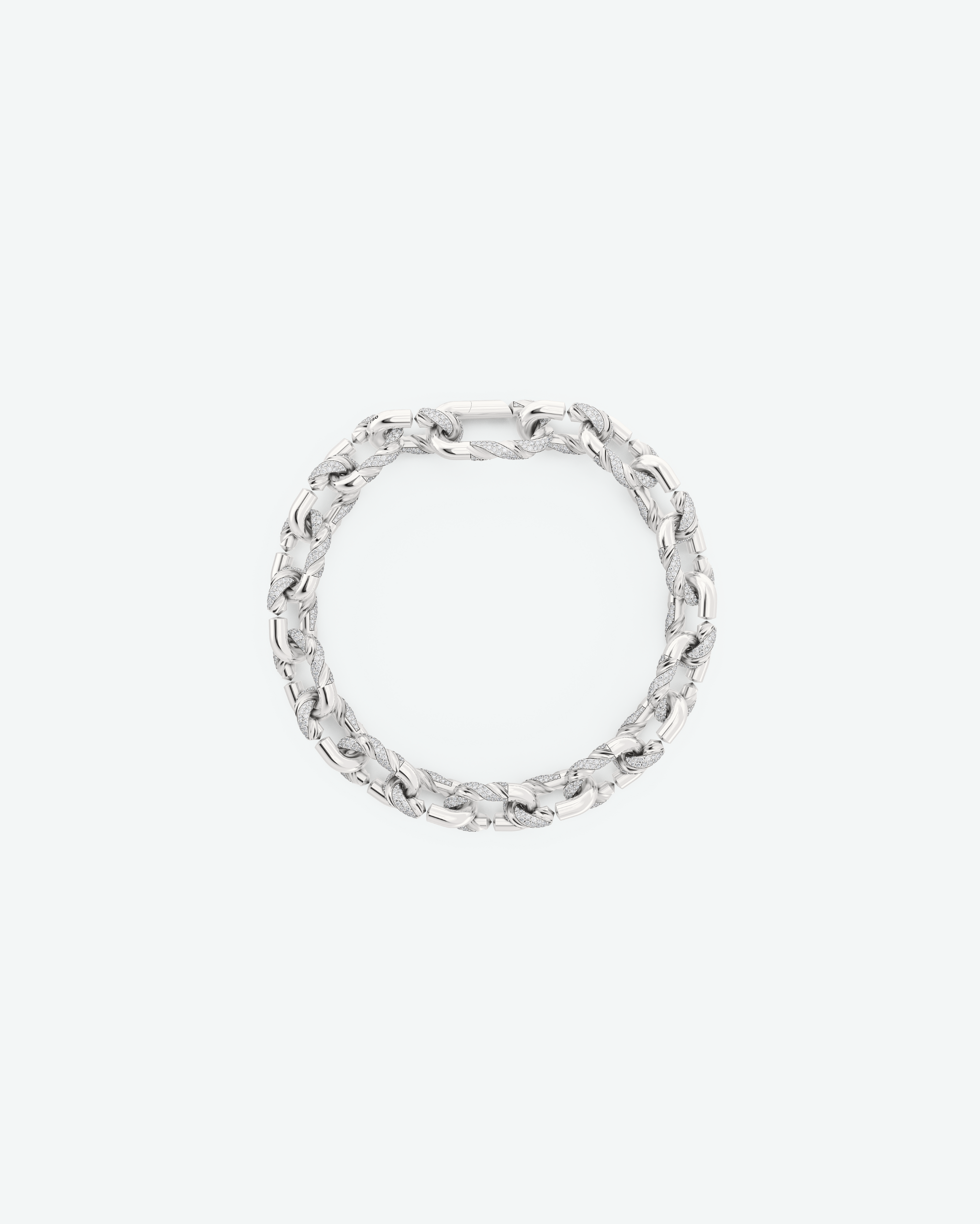 Machina Link Bracelet 3mm in White Gold with Diamonds