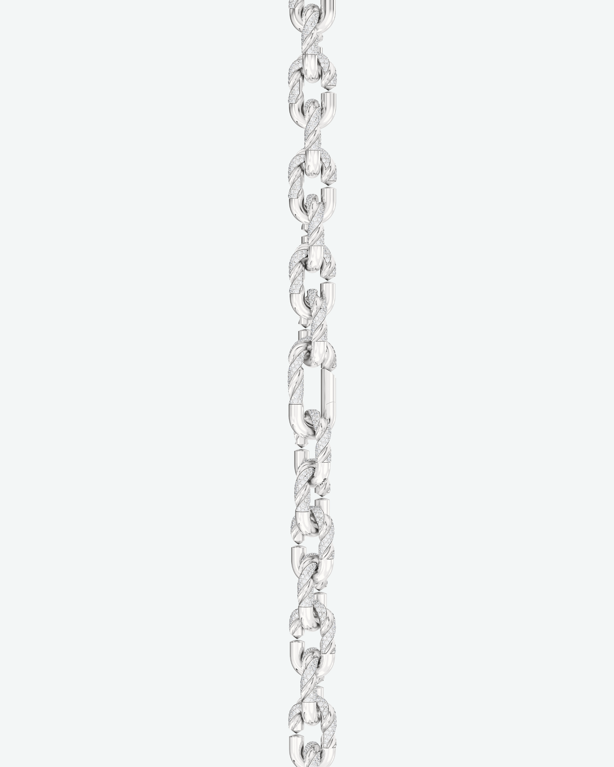 Machina Link Bracelet 3mm in White Gold with Diamonds