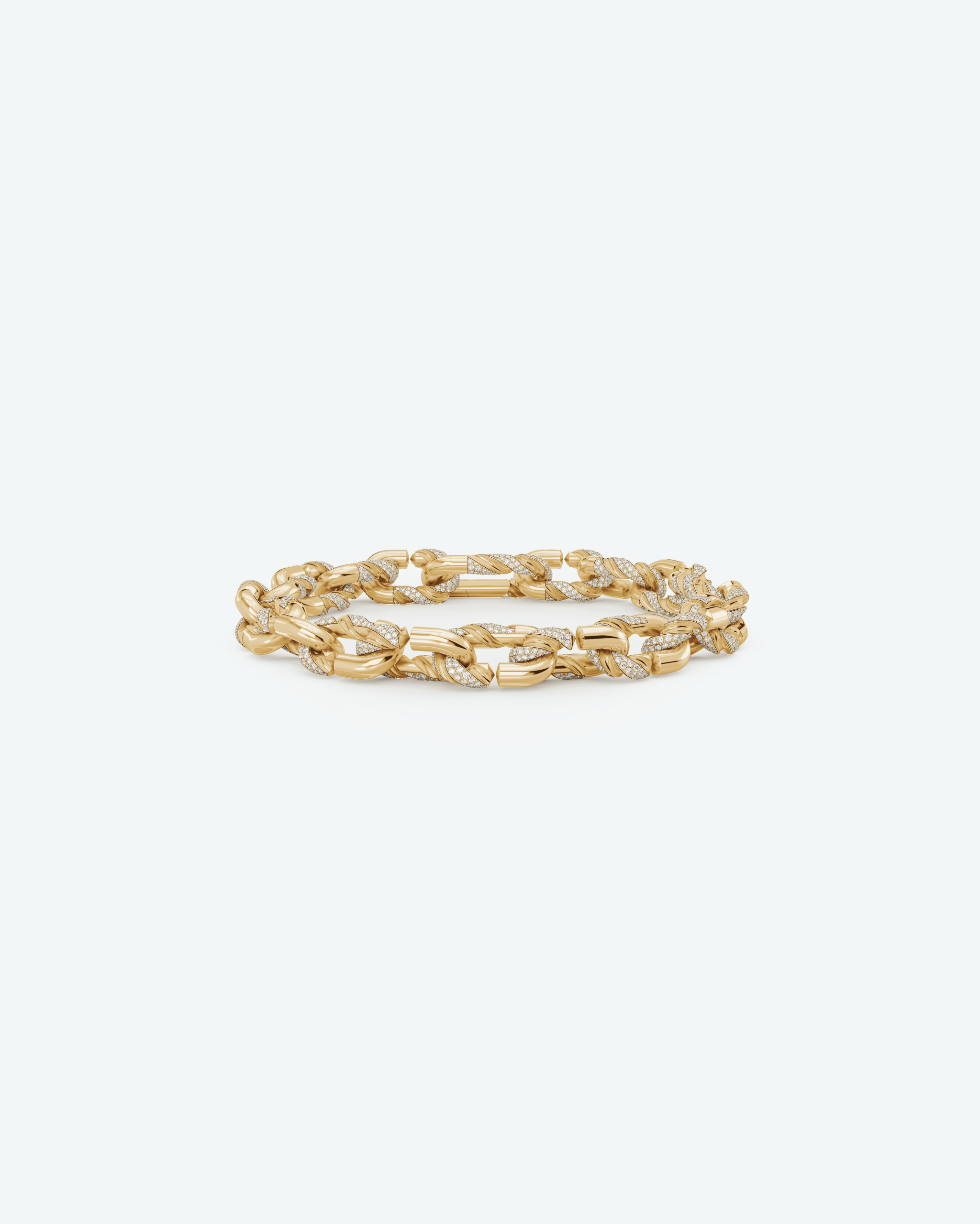 Machina Link Bracelet 3mm in Yellow Gold with Diamonds