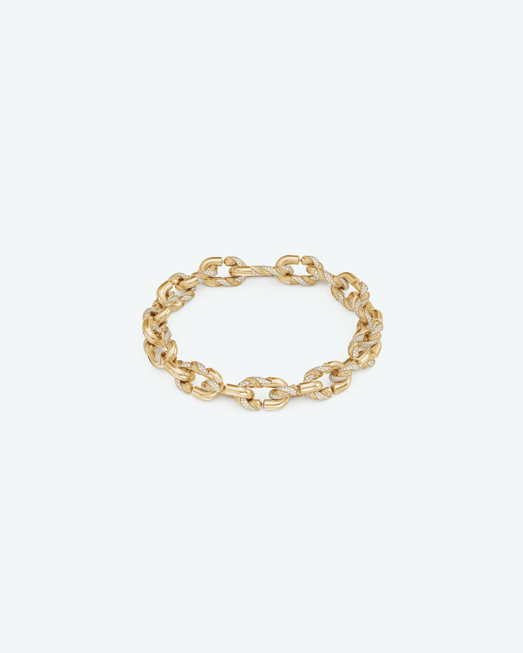 Machina Link Bracelet 3mm in Yellow Gold with Diamonds