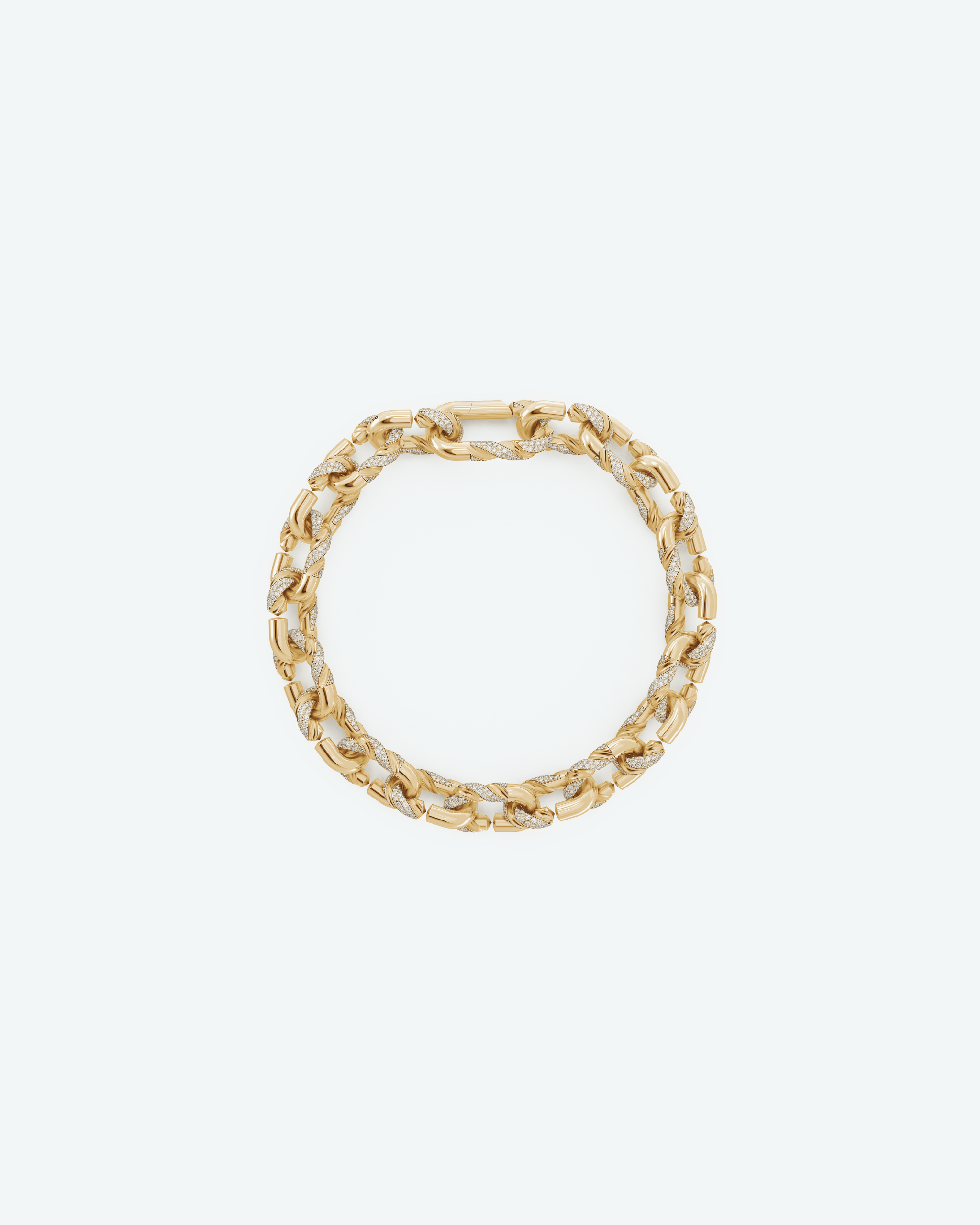 Machina Link Bracelet 3mm in Yellow Gold with Diamonds