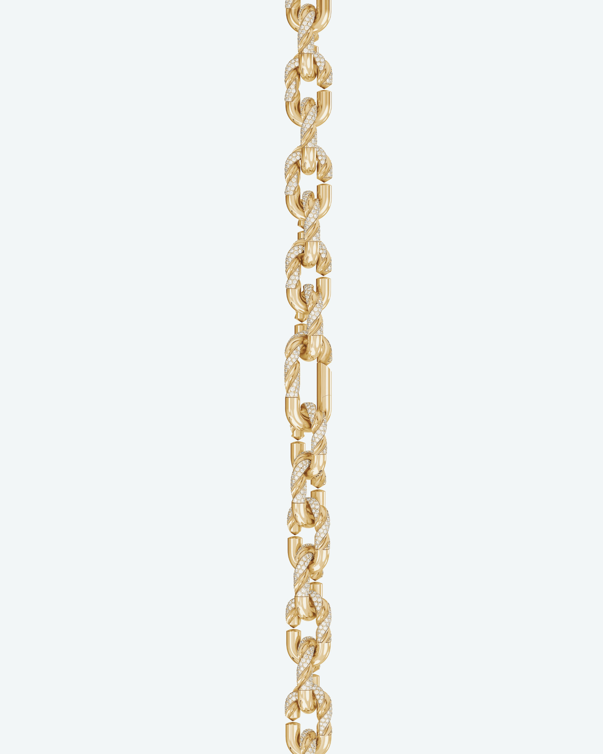 Machina Link Bracelet 3mm in Yellow Gold with Diamonds
