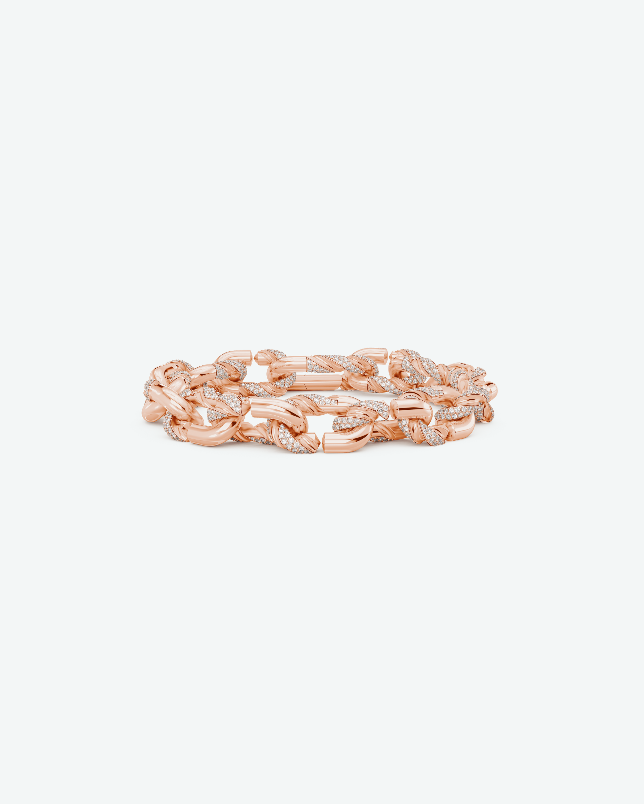 Machina Link Bracelet 4mm in Rose Gold with Diamonds