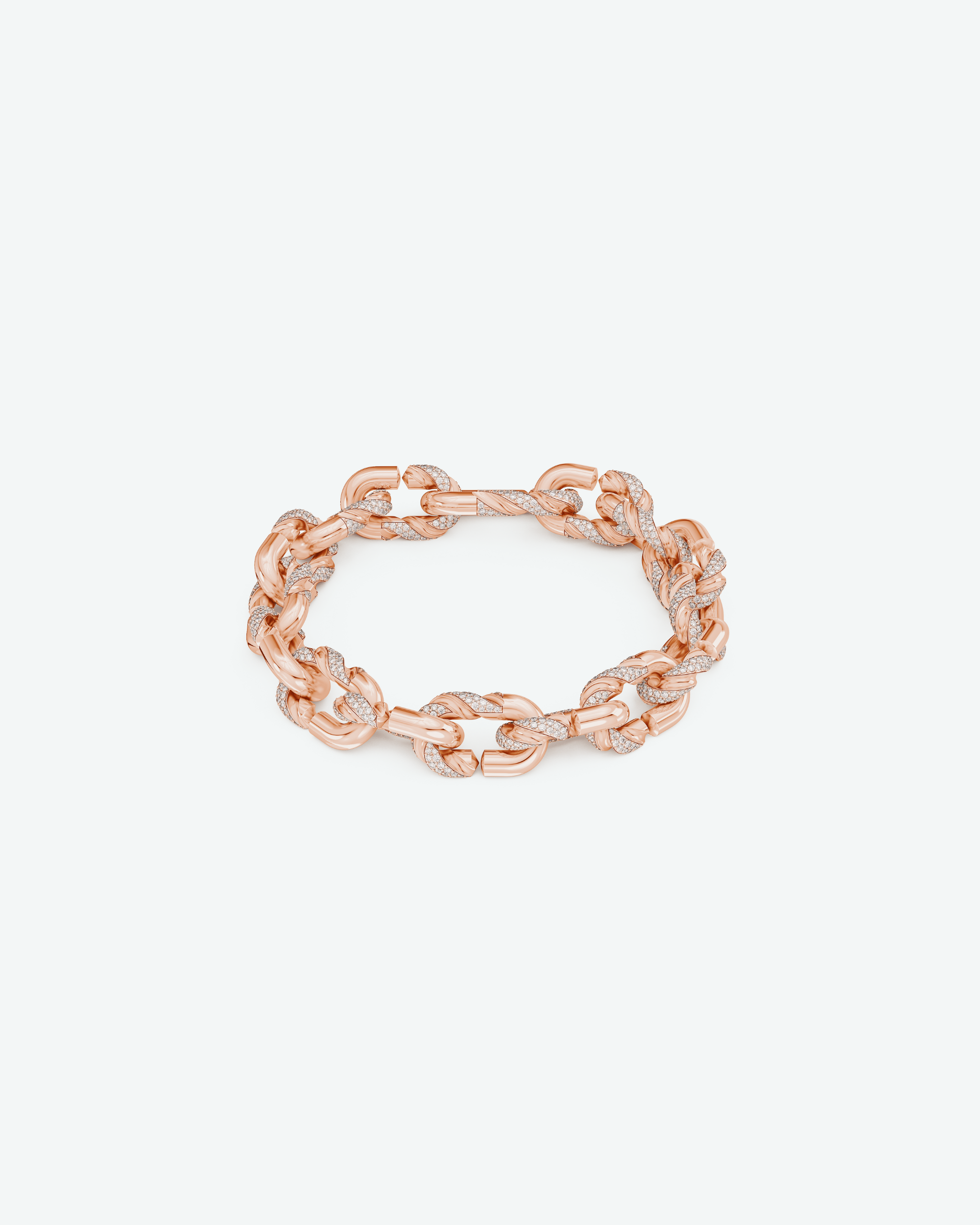Machina Link Bracelet 4mm in Rose Gold with Diamonds