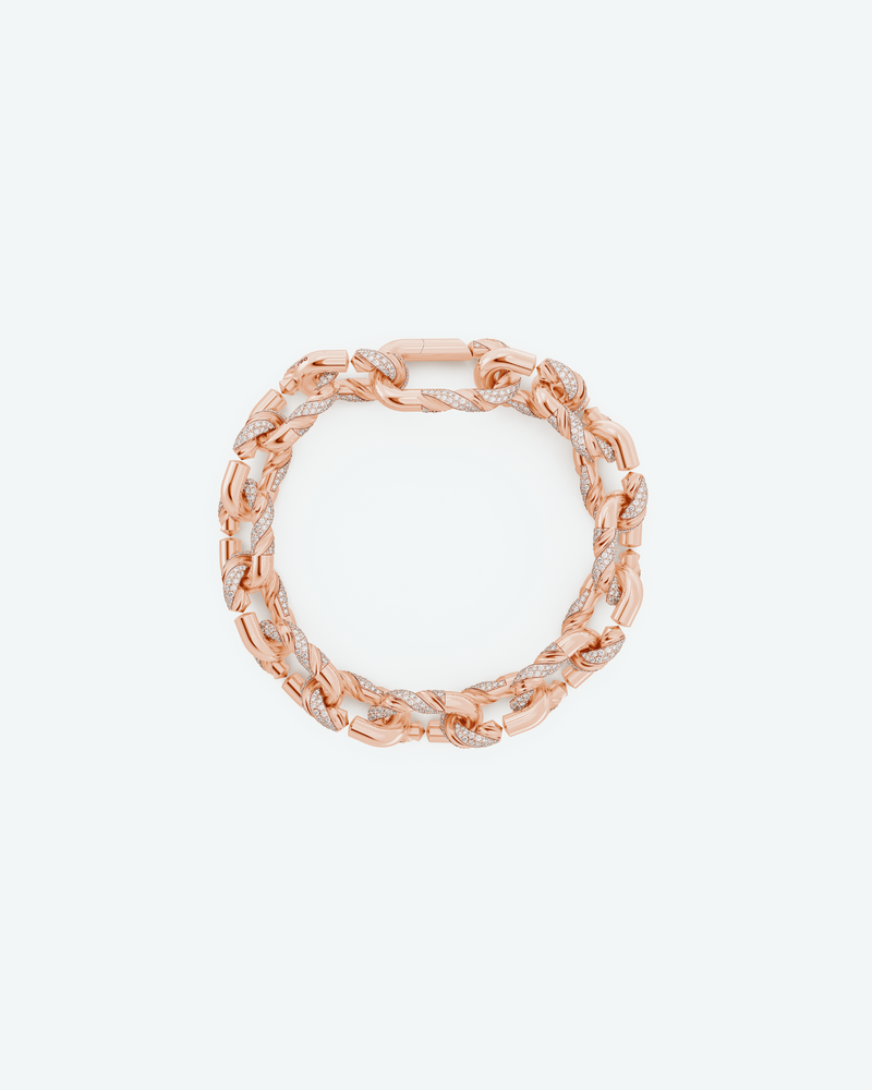 Machina Link Bracelet 4mm in Rose Gold with Diamonds